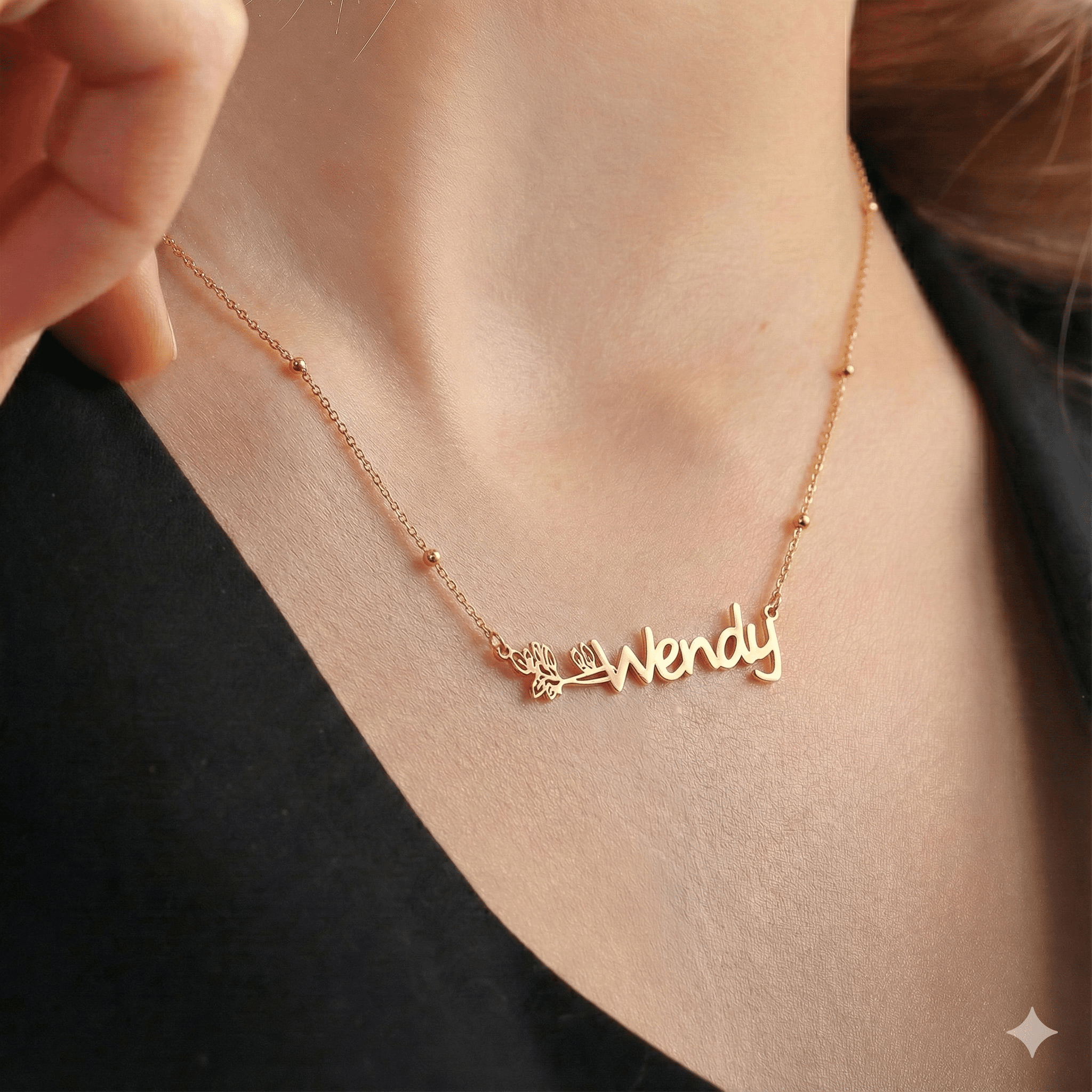 Personalized Birth Flower Name Necklace – Custom Floral Jewelry Gift for Her - Dainty Gift Jewelry