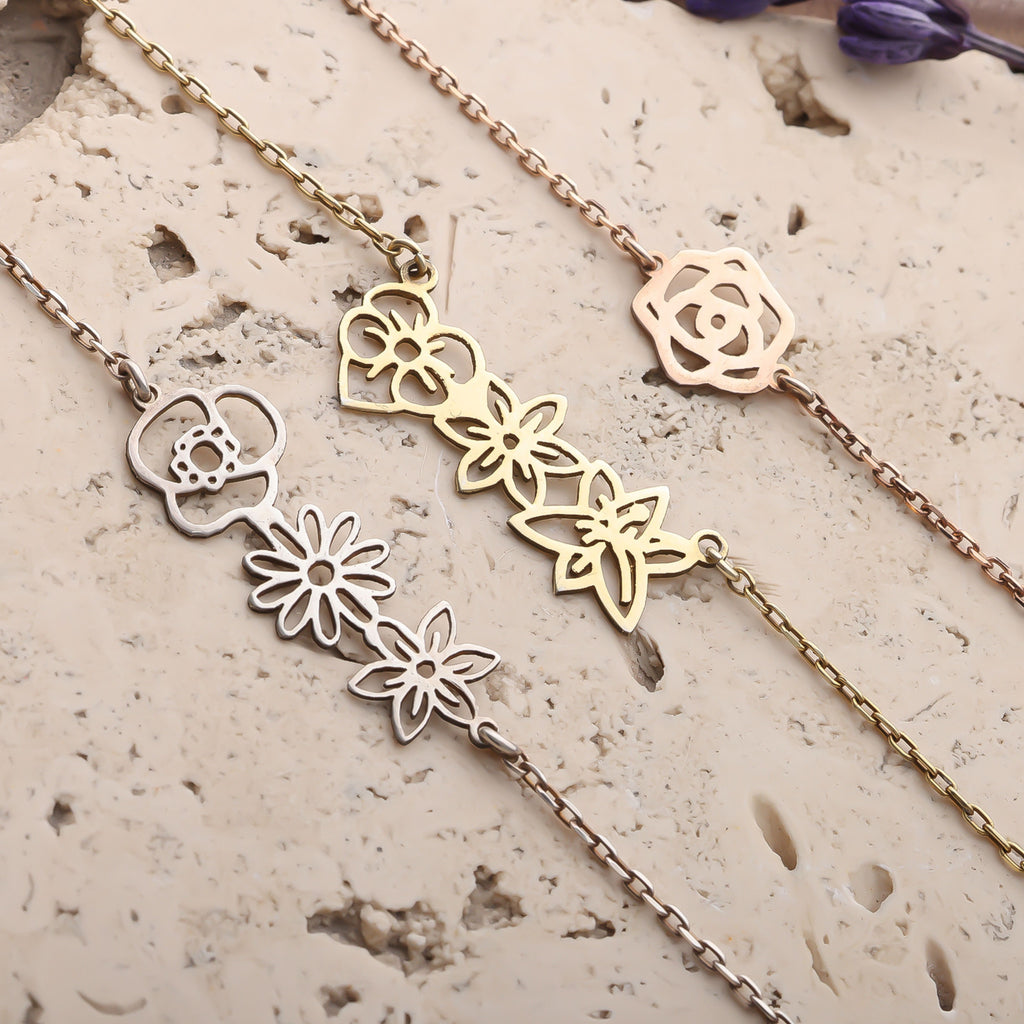 Personalized Birth Flower Bracelet for Women