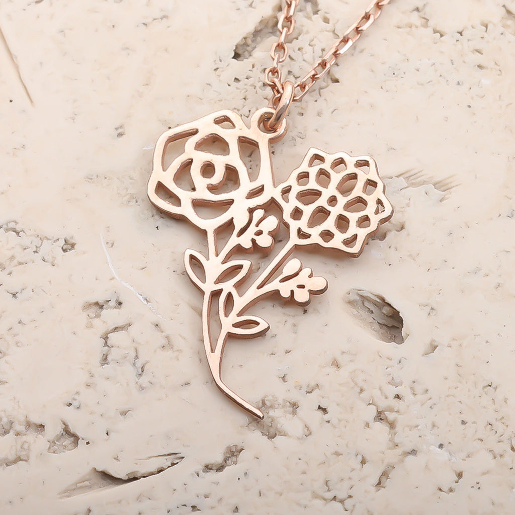 Personalized Birth Flower Bouquet Necklace for Women
