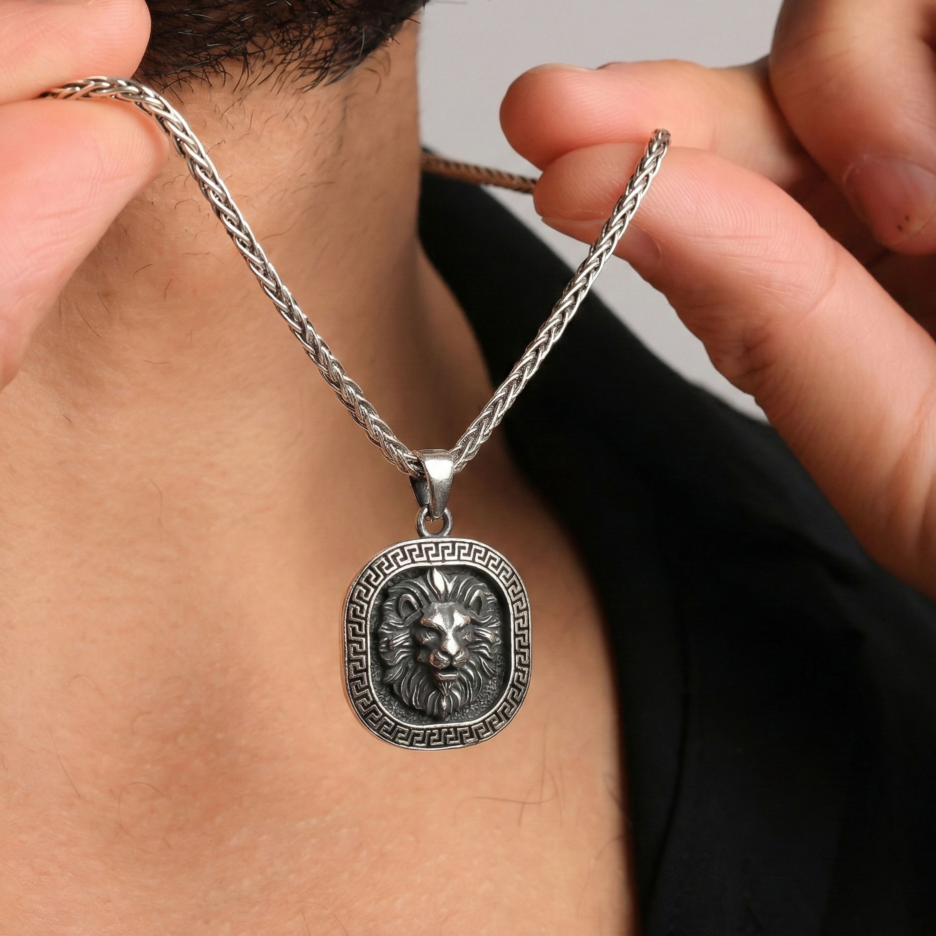 Lion Head Necklace for Men | Strength & Power Symbolic Silver Pendant Gift - Dainty Gift Jewelry