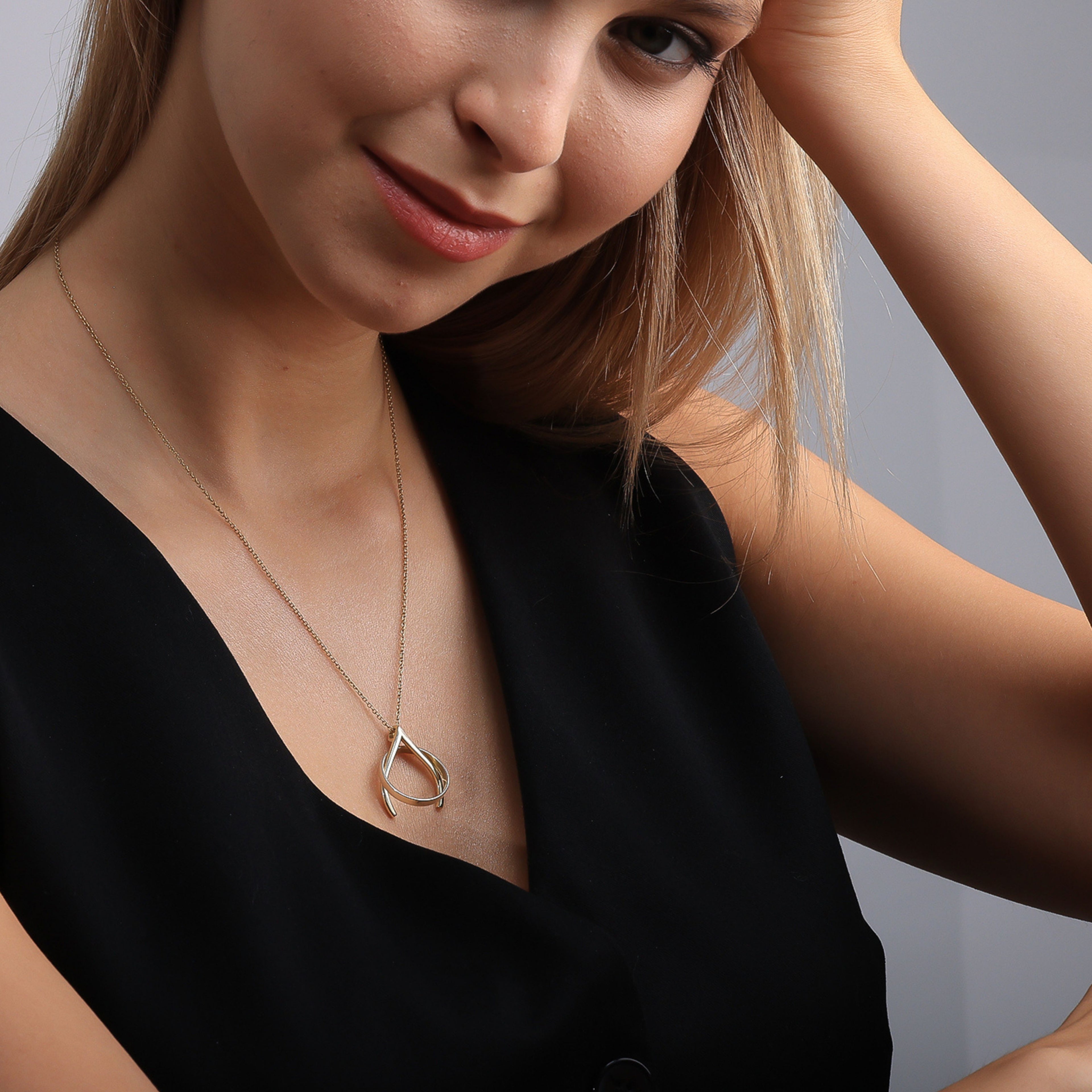 Wishbone Ring Holder Necklace | Gold Plated Ring Keeper Pendant - Dainty Gift Jewelry