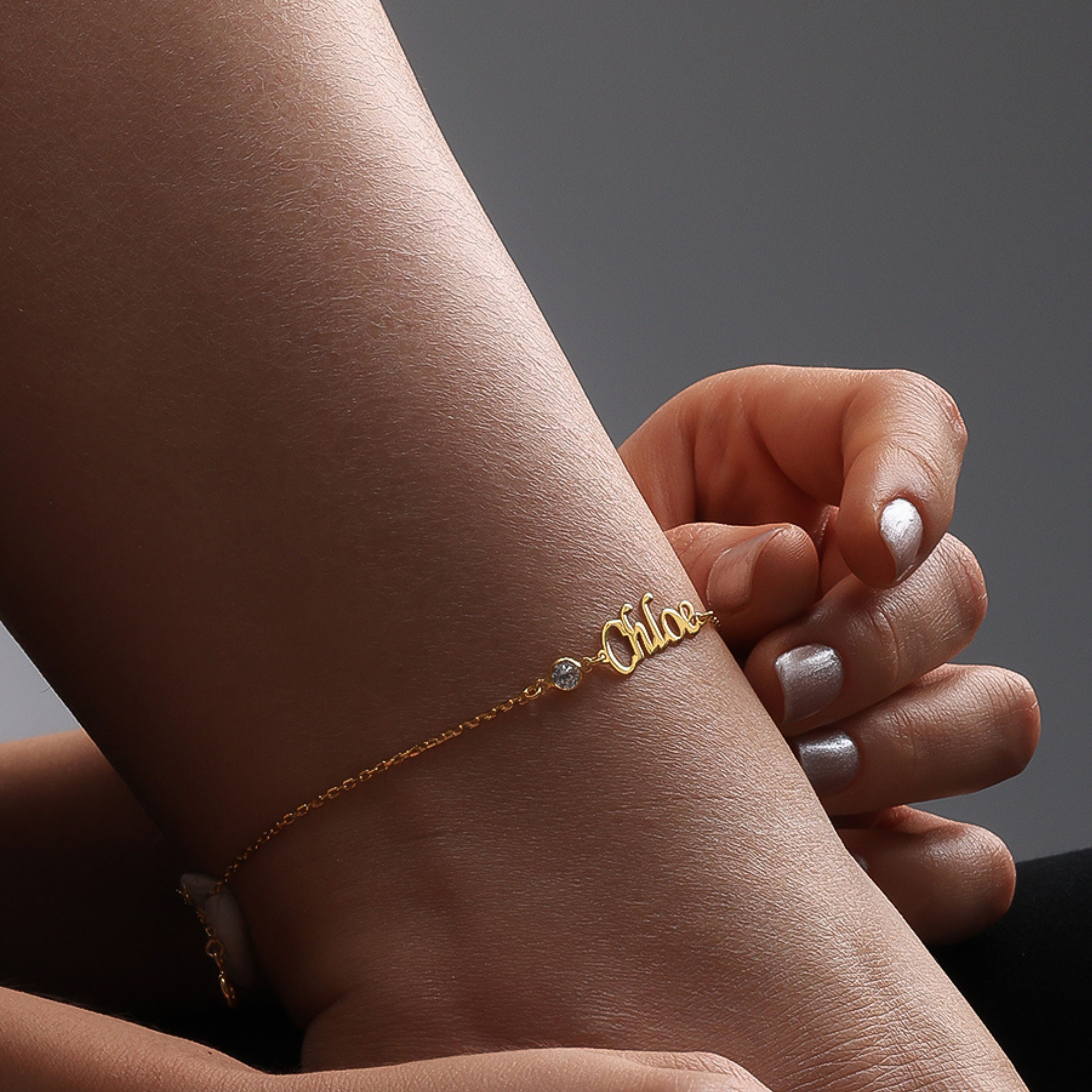 Personalized Name Birthstone Anklet | Custom Script Name Jewelry - Dainty Gift Jewelry