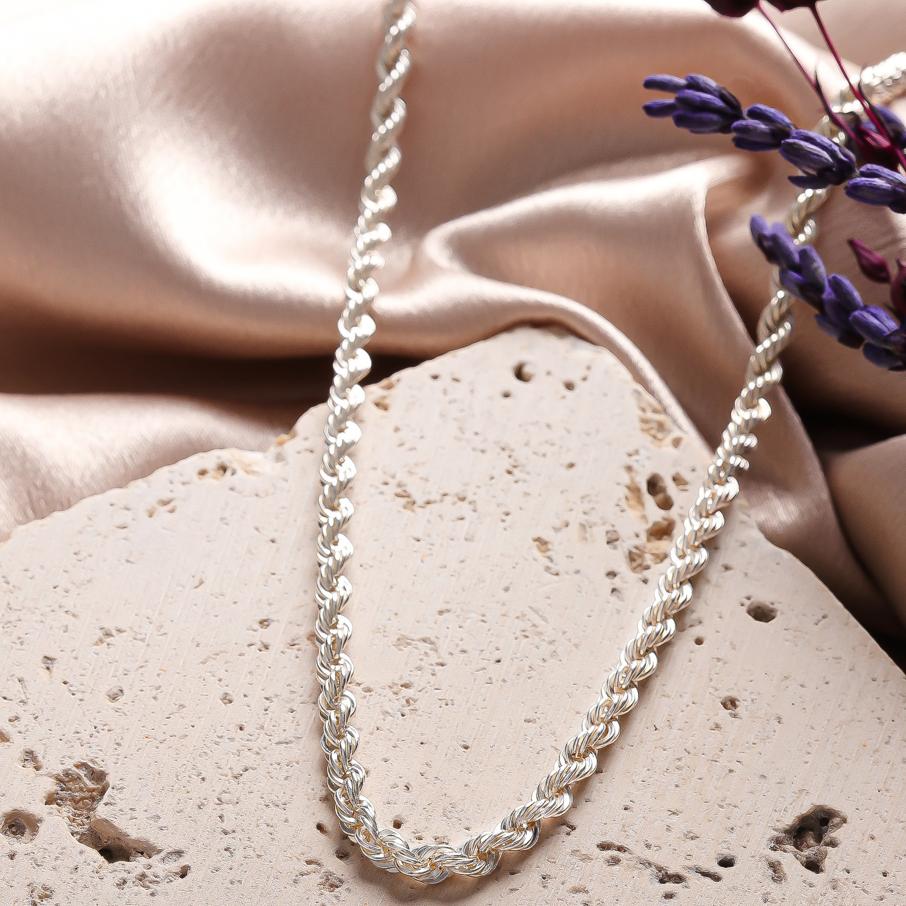 Rope Chain Necklace for Men | Silver Braided Chain | Classic Men’s Jewelry - Dainty Gift Jewelry