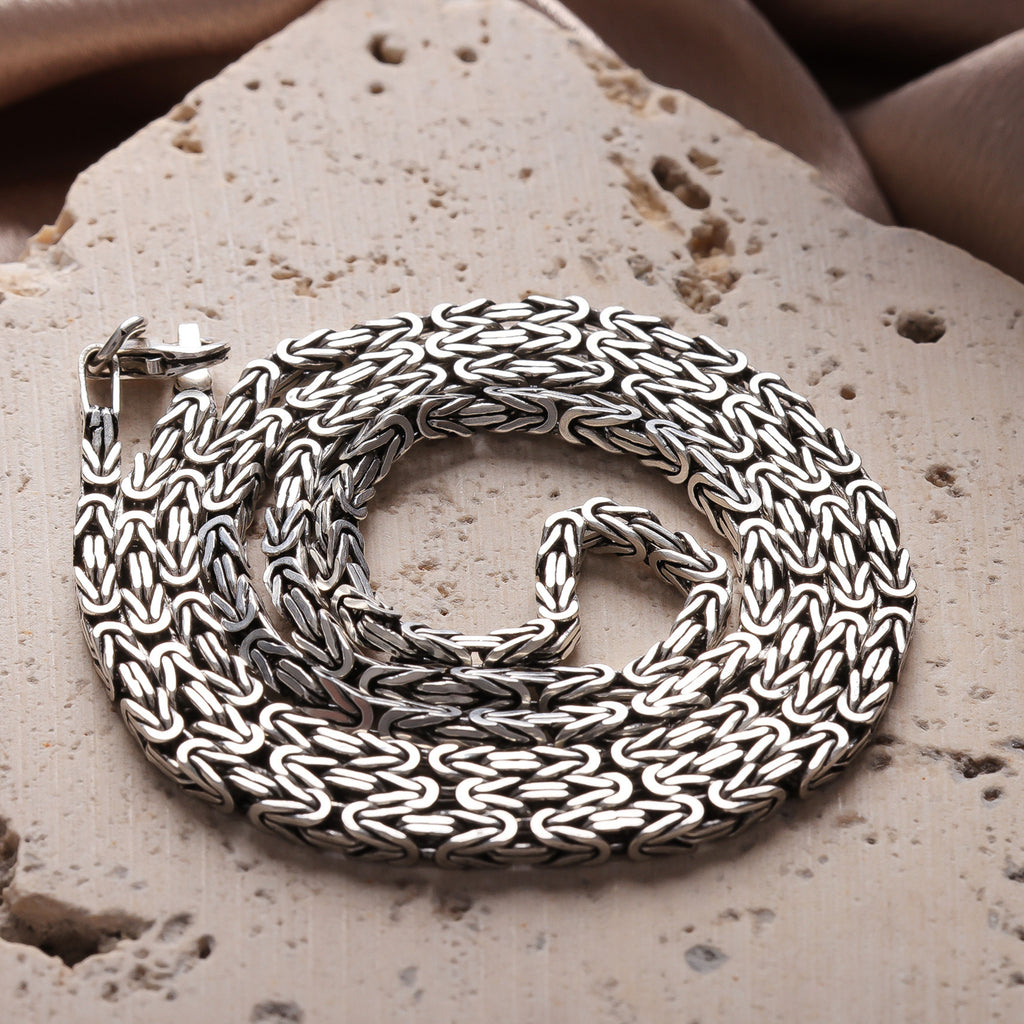 Men’s Byzantine Chain Necklace | King Chain Silver Look Bold Men Jewelry Gift - Dainty Gift Jewelry