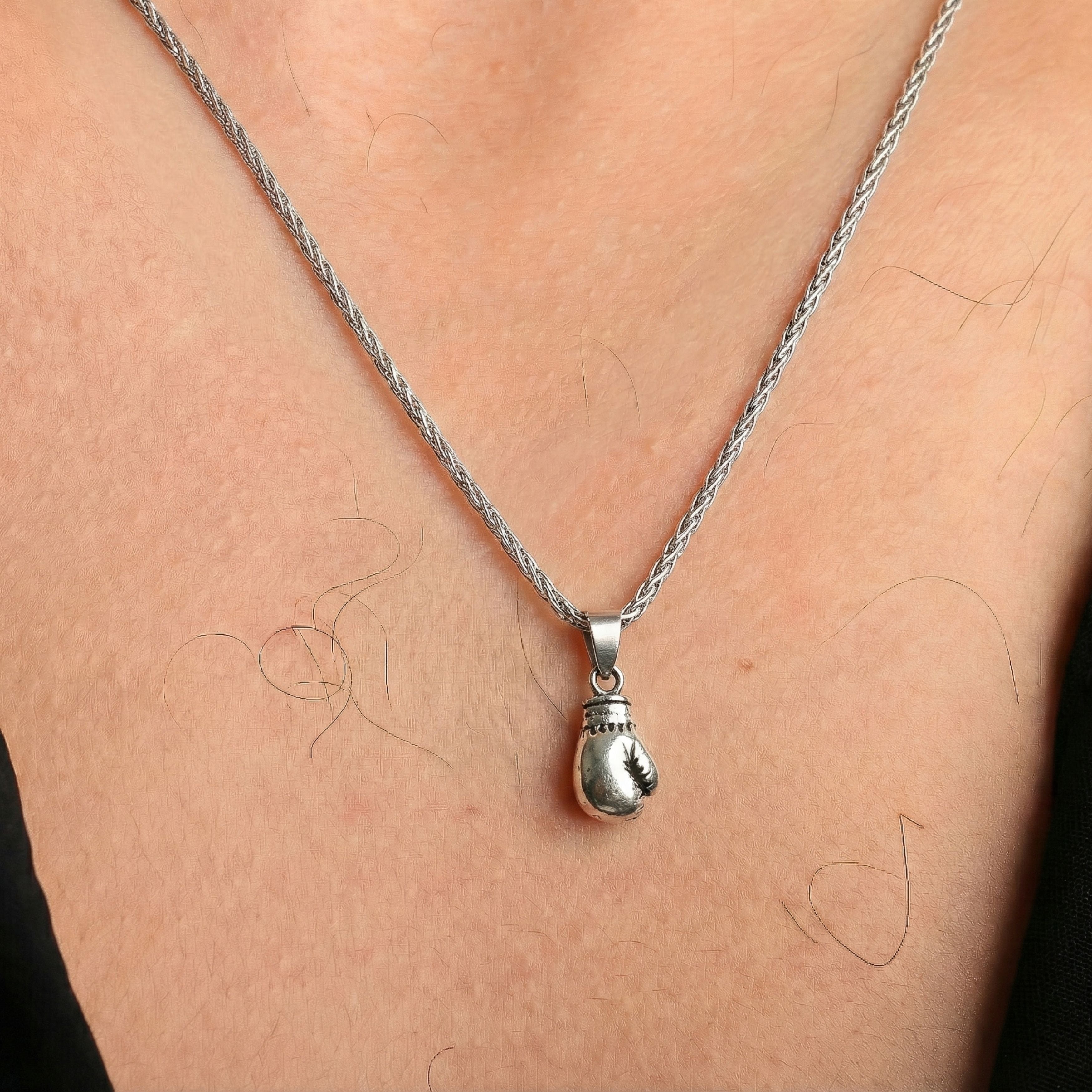 Boxing Glove Necklace for Men | Silver Fighter Pendant - Dainty Gift Jewelry