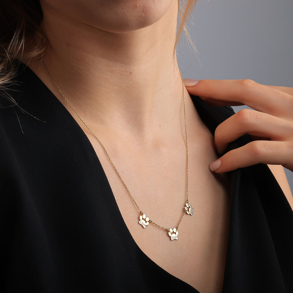 Personalized Paw Print Name Necklace | Custom Dog & Cat Memorial Jewelry - Dainty Gift Jewelry