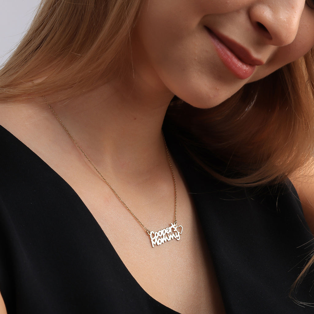 Personalized Name Necklace – Custom Script Gold Mom Necklace - Dainty Gift Jewelry