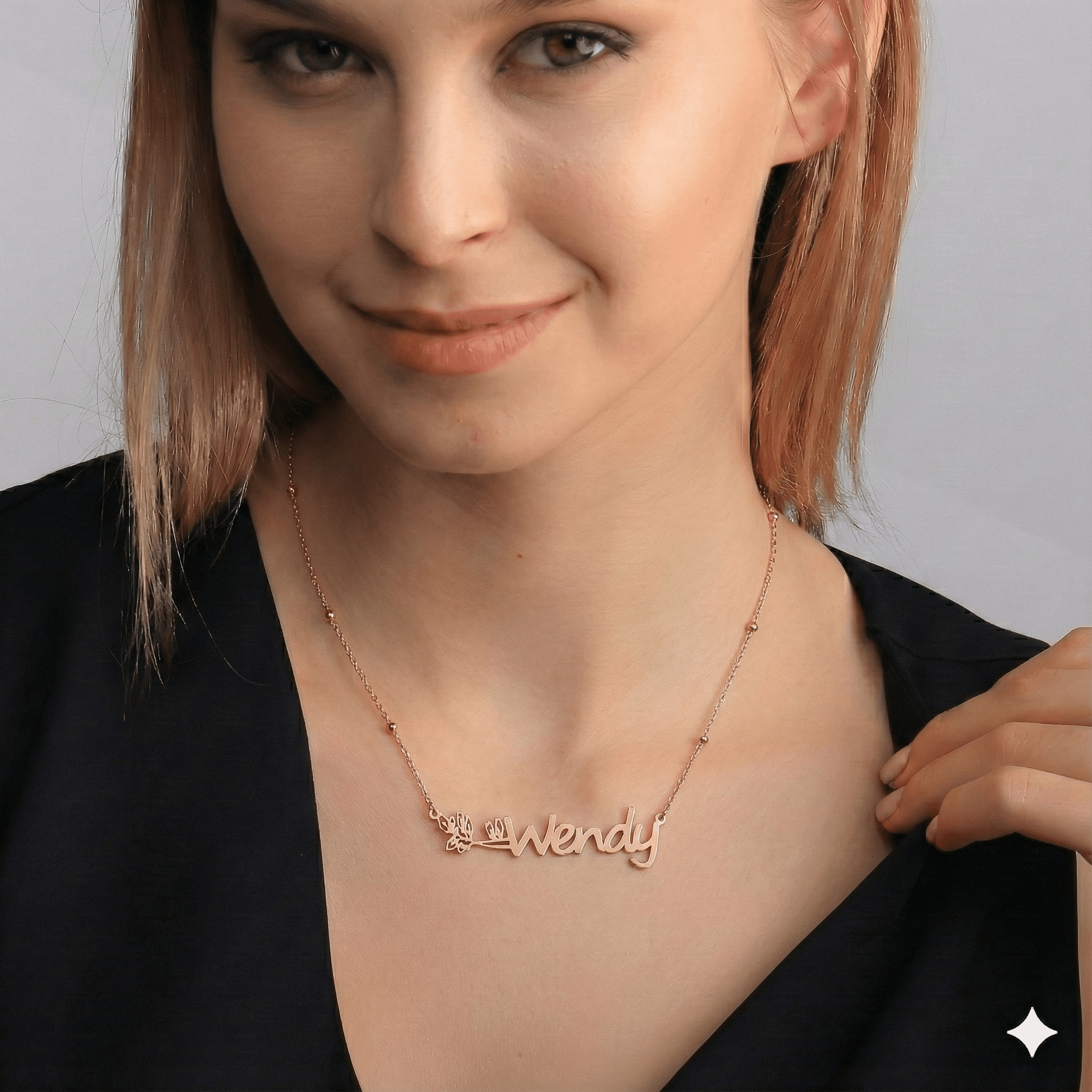 Personalized Birth Flower Name Necklace – Custom Floral Jewelry Gift for Her - Dainty Gift Jewelry