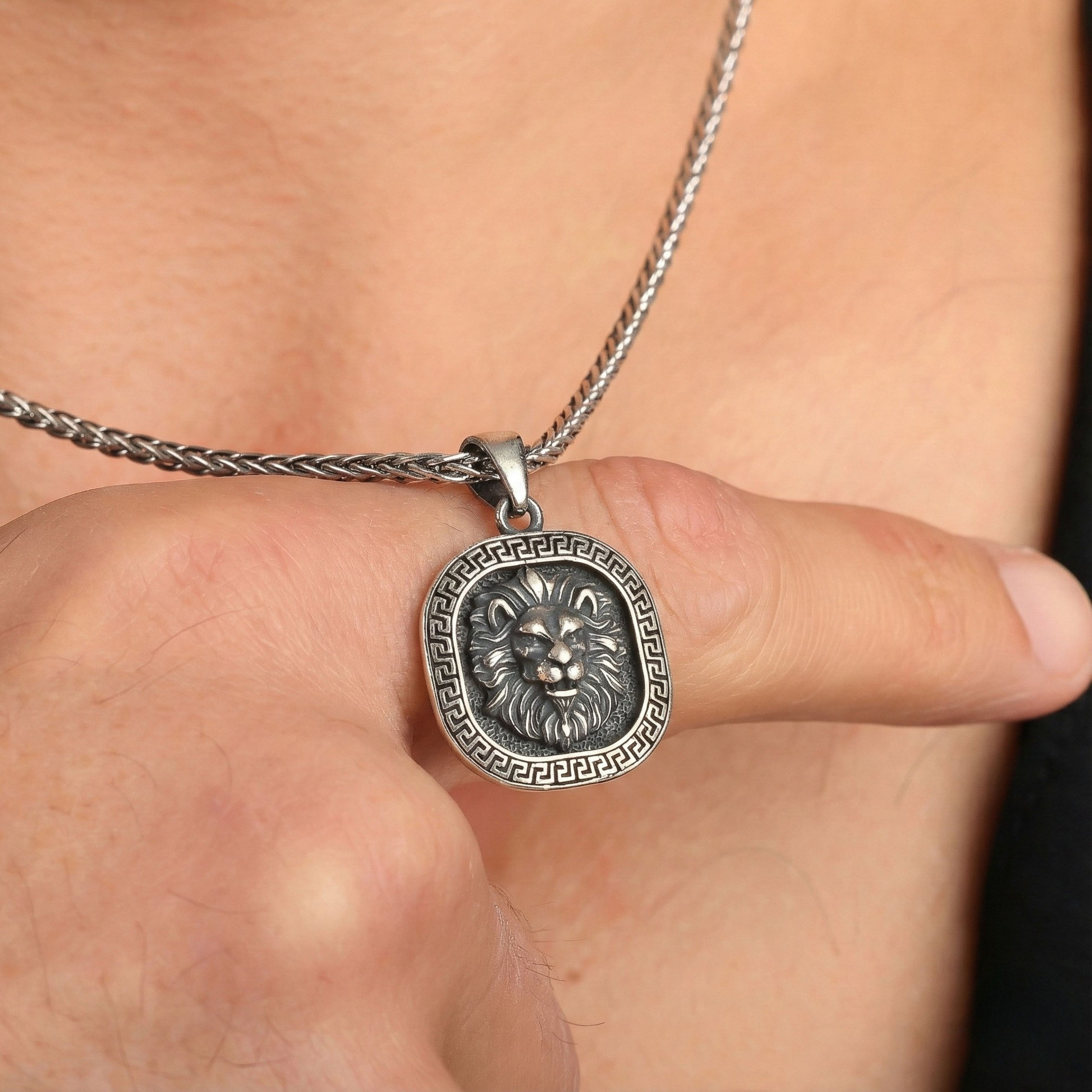 Lion Head Necklace for Men | Strength & Power Symbolic Silver Pendant Gift - Dainty Gift Jewelry