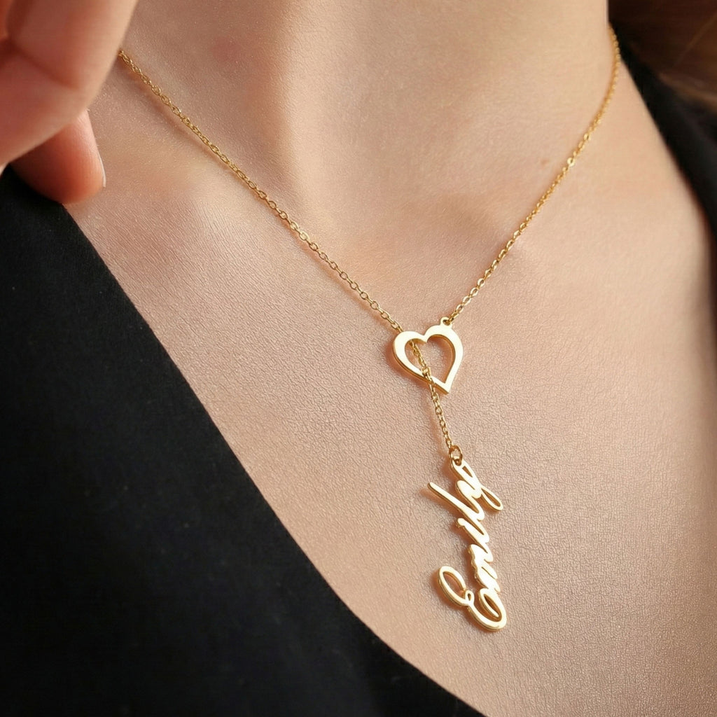 Personalized Name Necklace with Heart for Women
