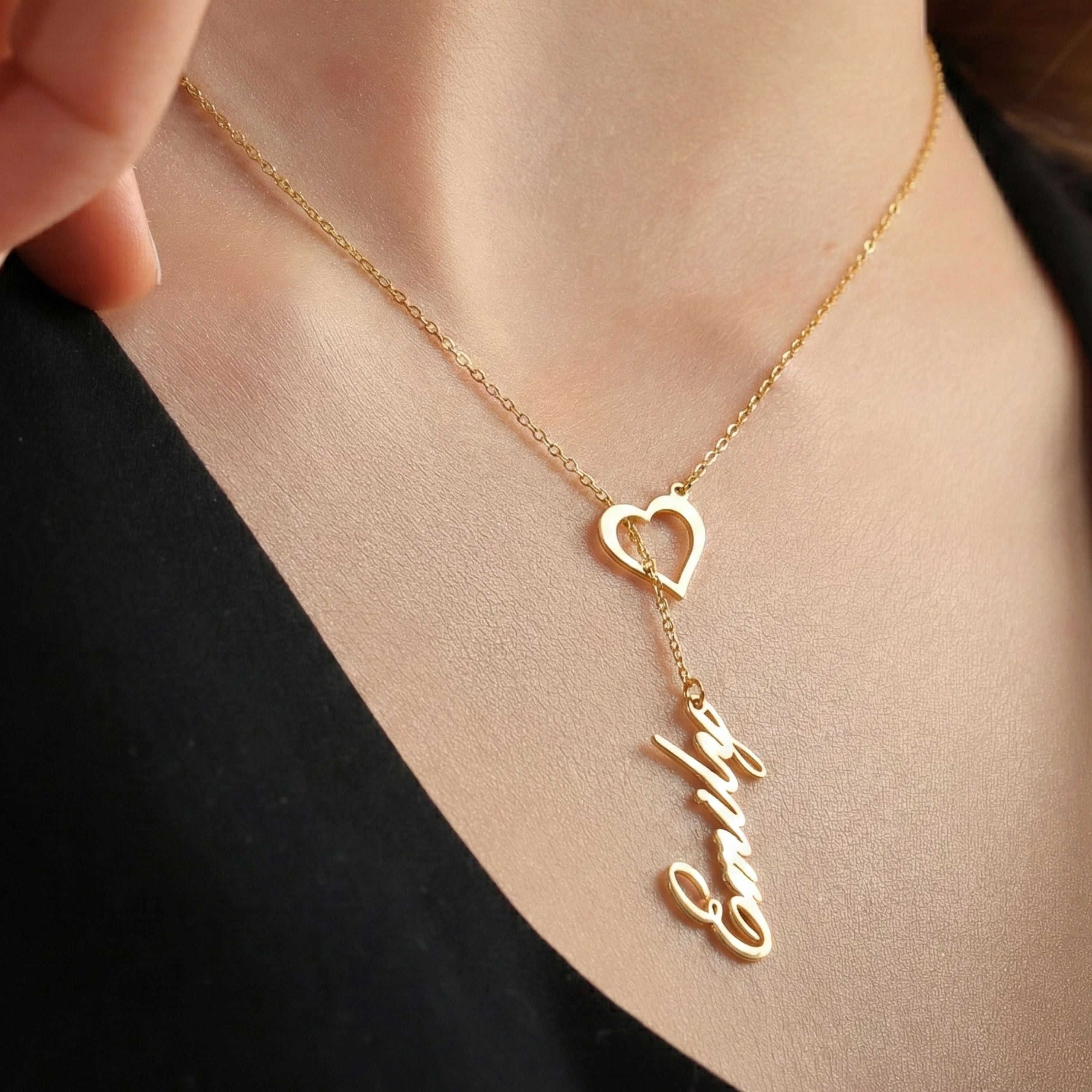 Personalized Name Necklace with Heart for Women