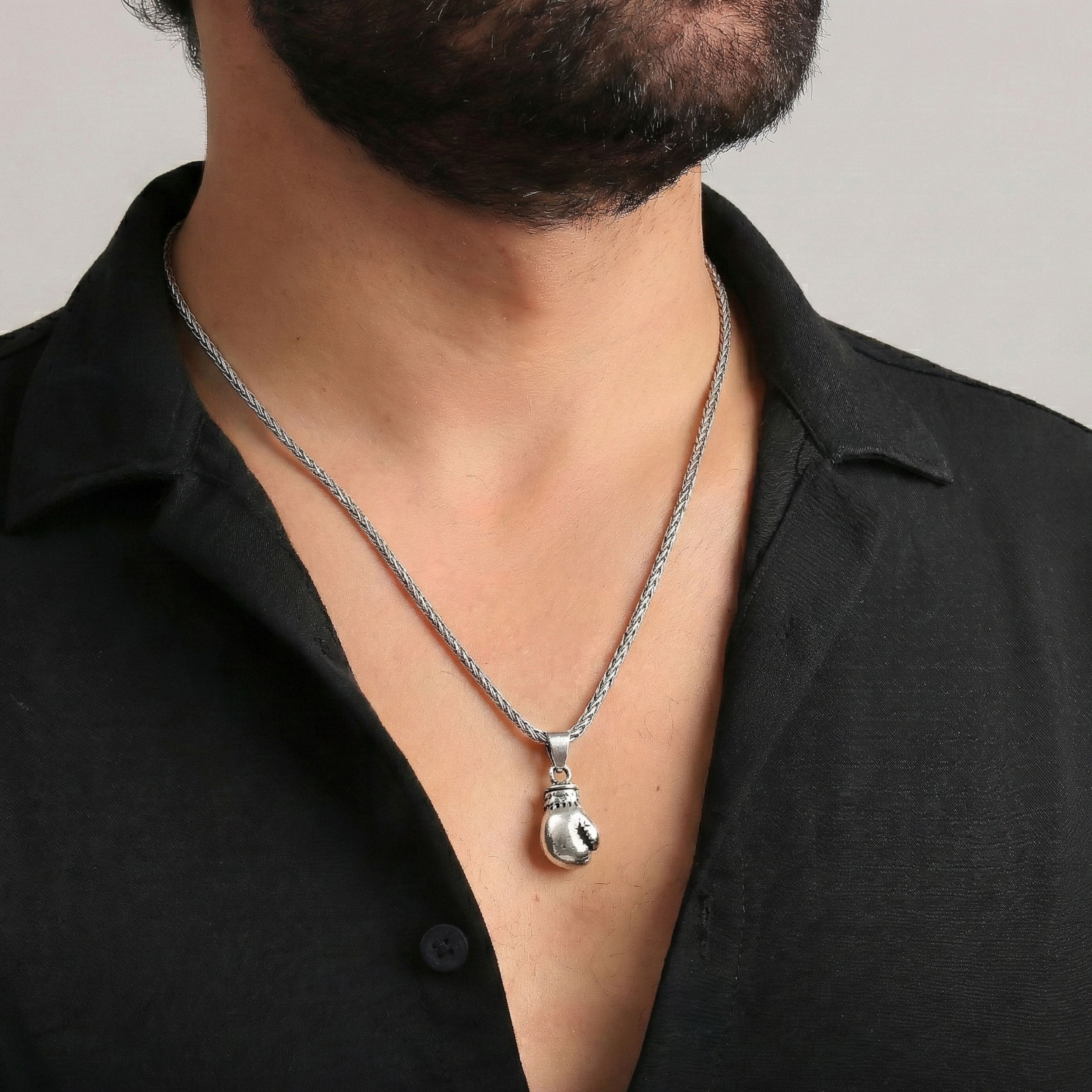 Boxing Glove Necklace for Men | Silver Fighter Pendant - Dainty Gift Jewelry