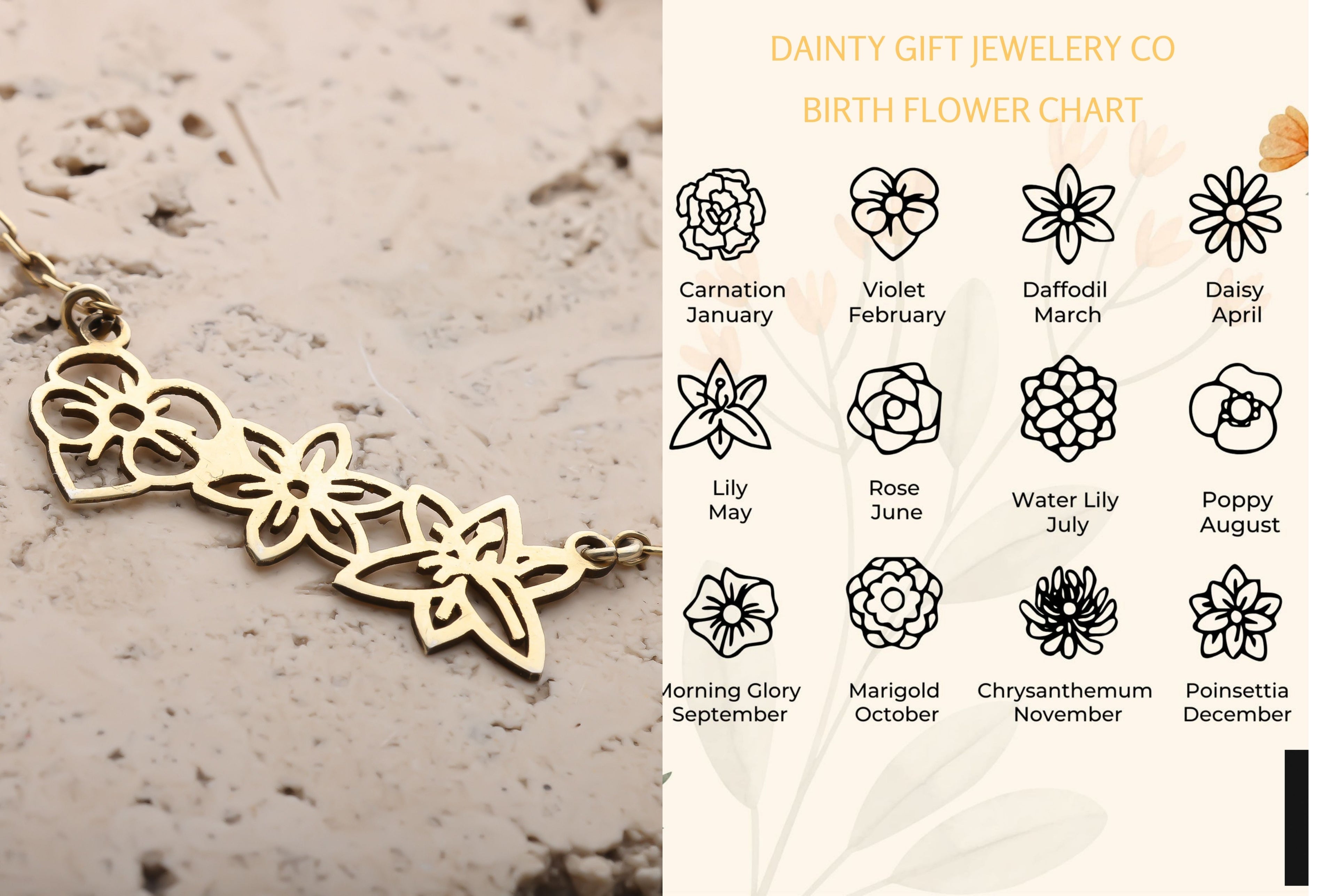 Personalized Birth Flower Bracelet for Women