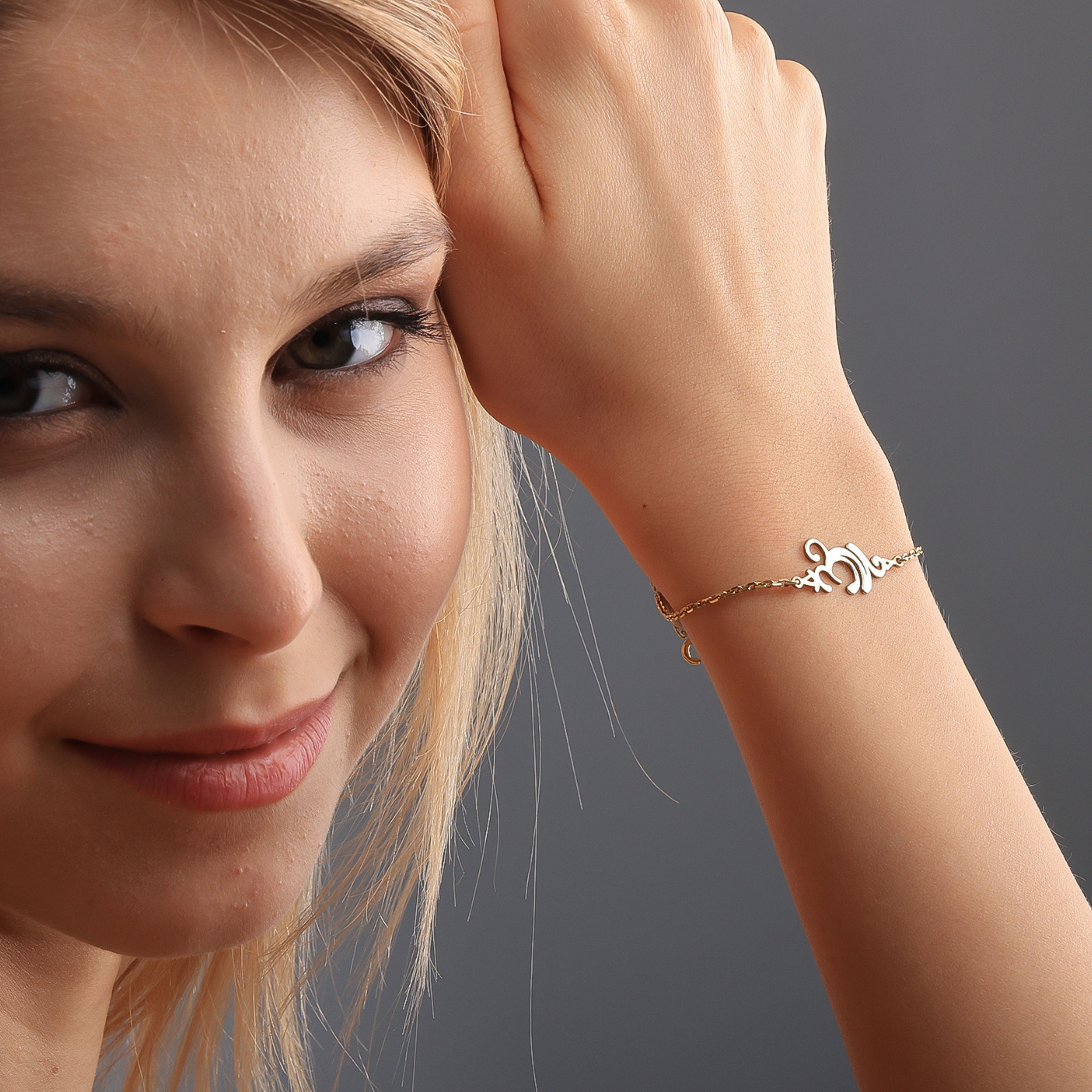 Dainty Yoga Bracelet – Gold Plated Custom Calligraphy - Dainty Gift Jewelry