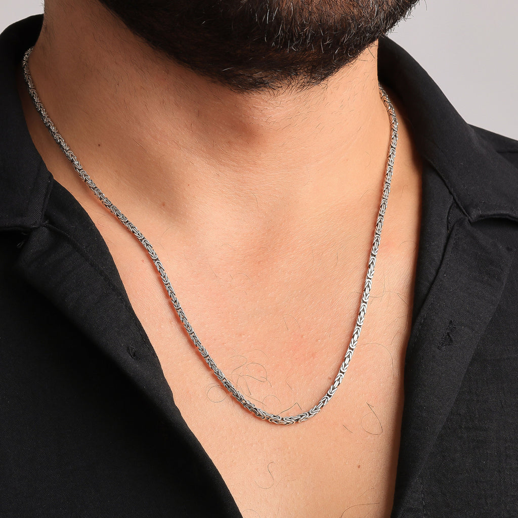Men’s Byzantine Chain Necklace | King Chain Silver Look Bold Men Jewelry Gift - Dainty Gift Jewelry