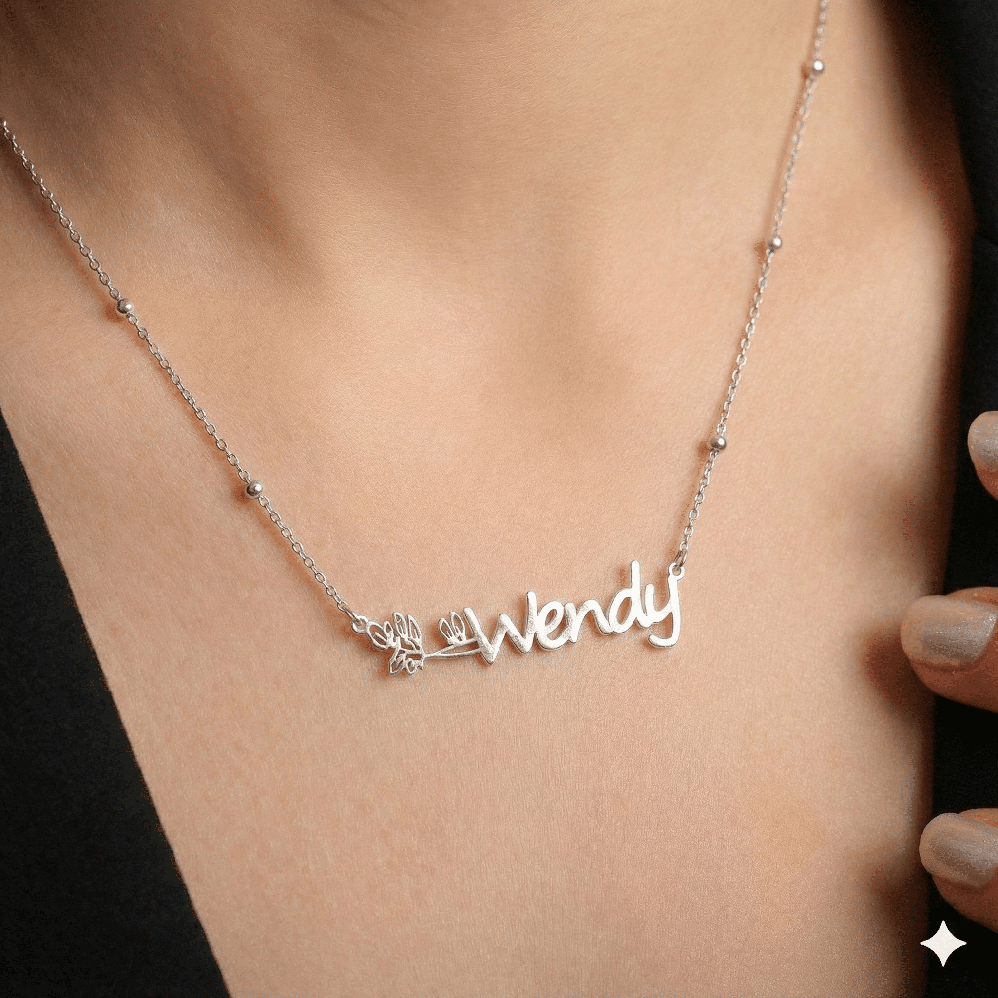 Personalized Birth Flower Name Necklace – Custom Floral Jewelry Gift for Her - Dainty Gift Jewelry