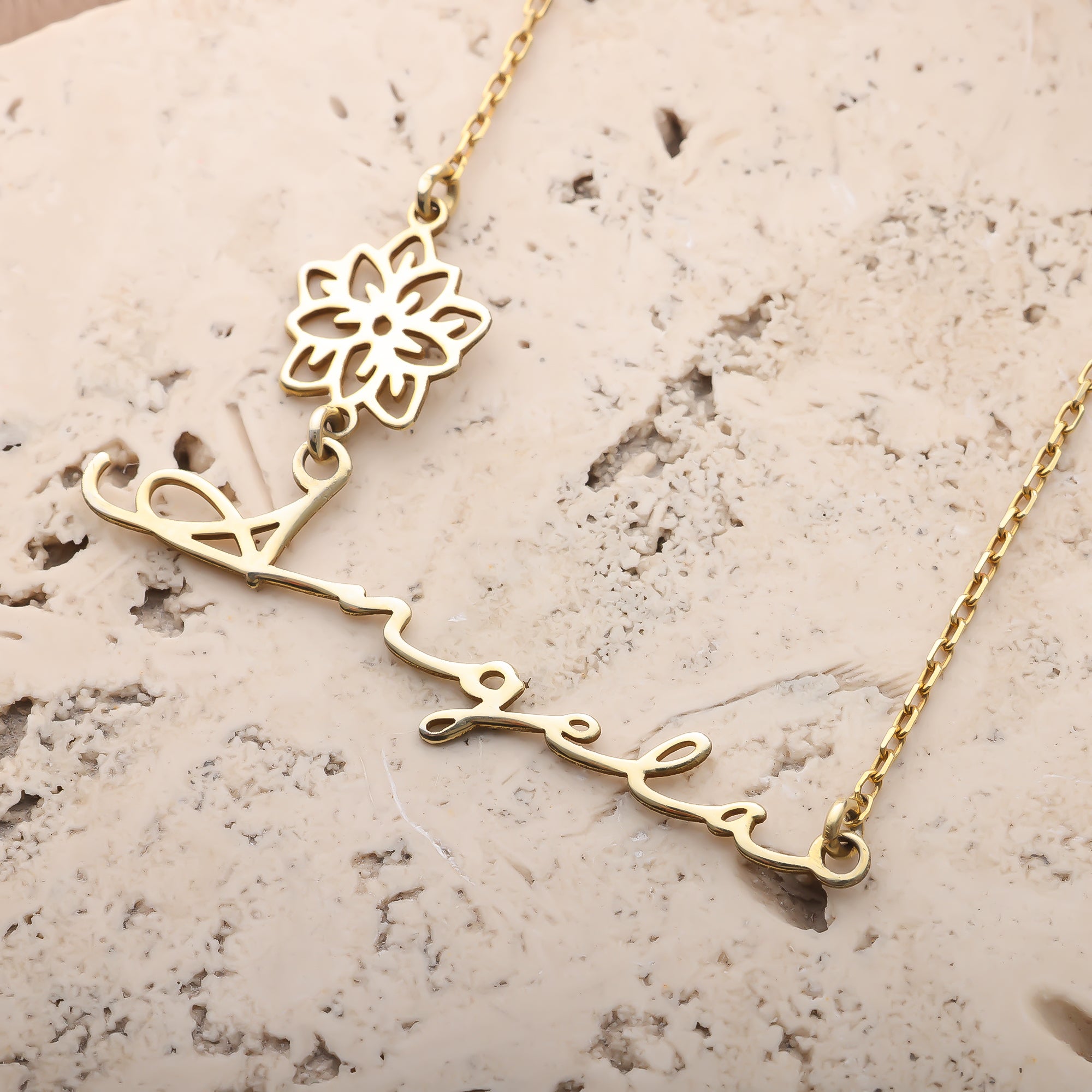 Personalized Birth Flower Name Necklace | Custom Floral Name Jewelry - Dainty Gift Jewelry