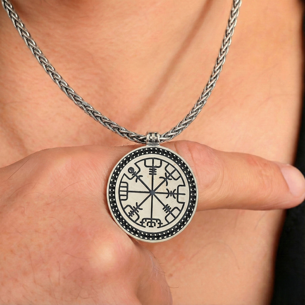 Men’s Symbolic Compass Necklace | Direction Pendant Necklace for Men