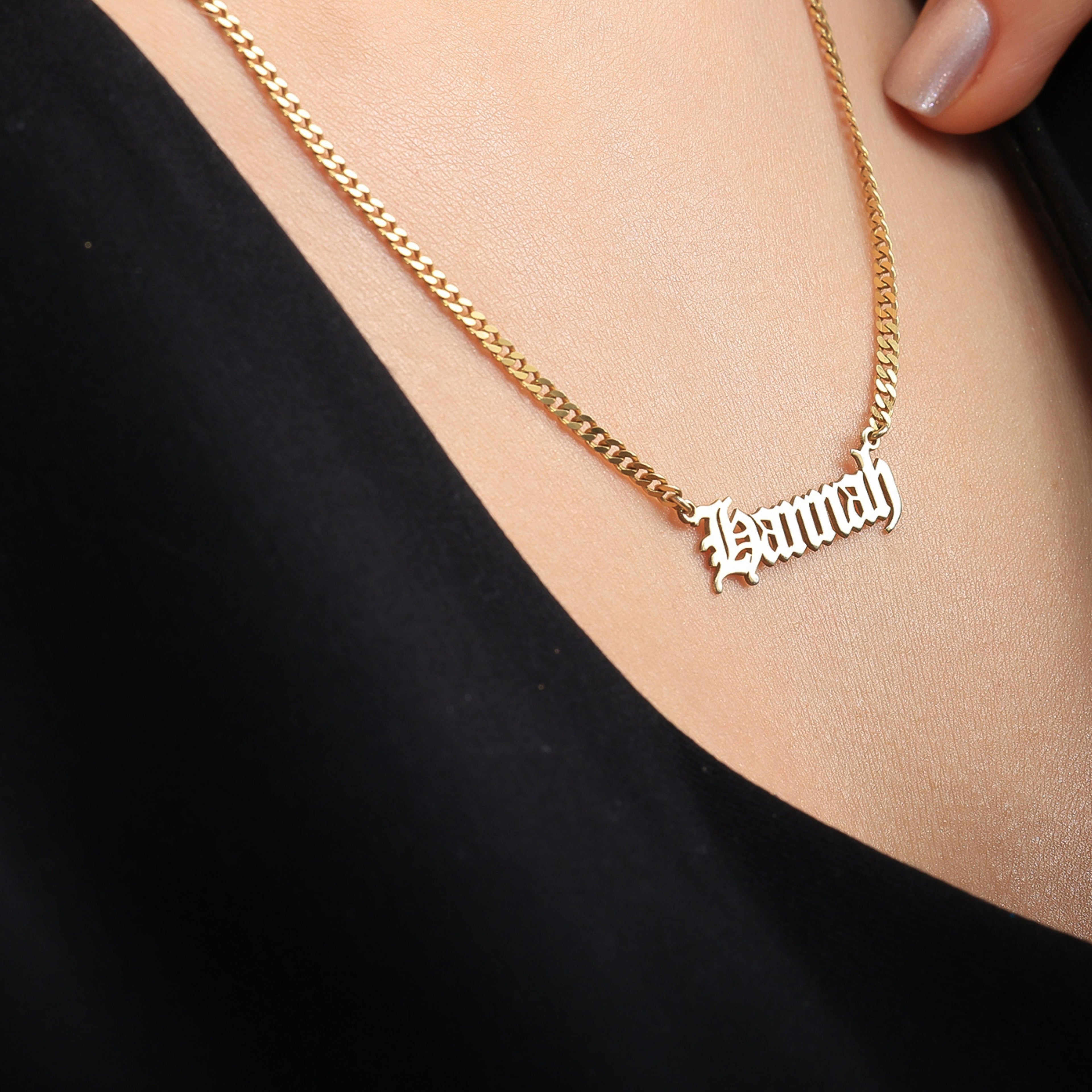 Old English Name Necklace for Women