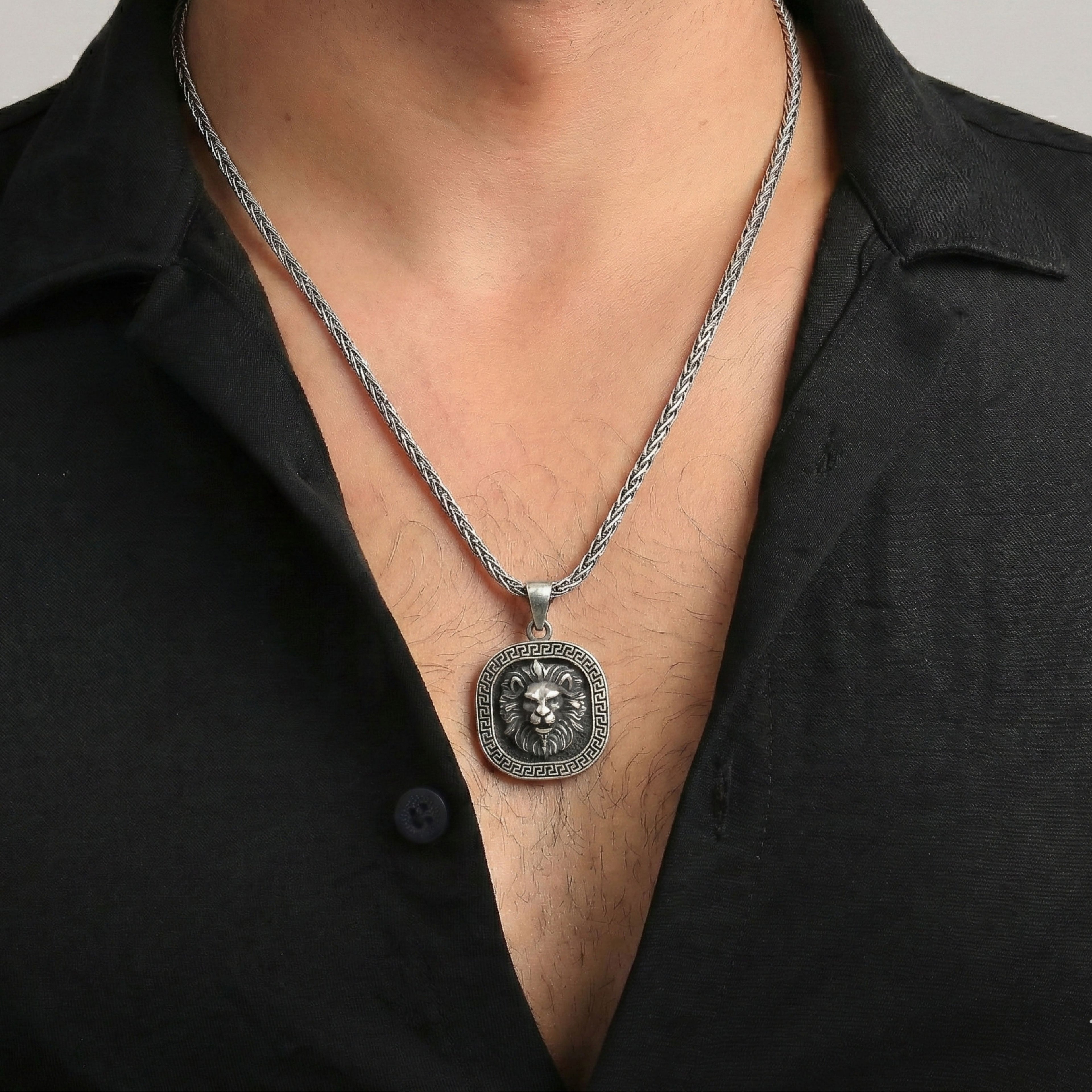 Lion Head Necklace for Men | Strength & Power Symbolic Silver Pendant Gift - Dainty Gift Jewelry