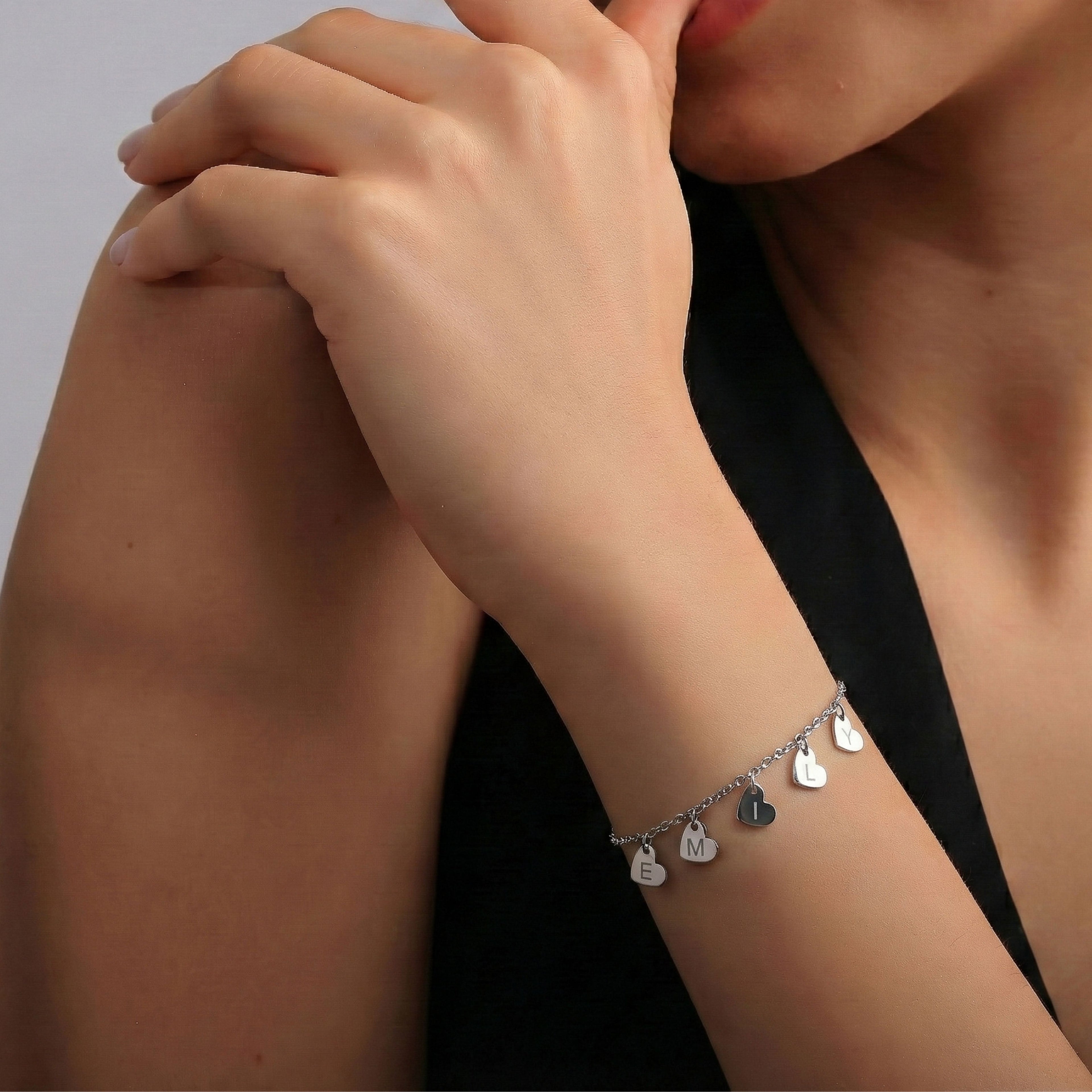 Personalized Heart Initial Bracelet for Women | Gold Plated Name Charm Bracelet - Dainty Gift Jewelry