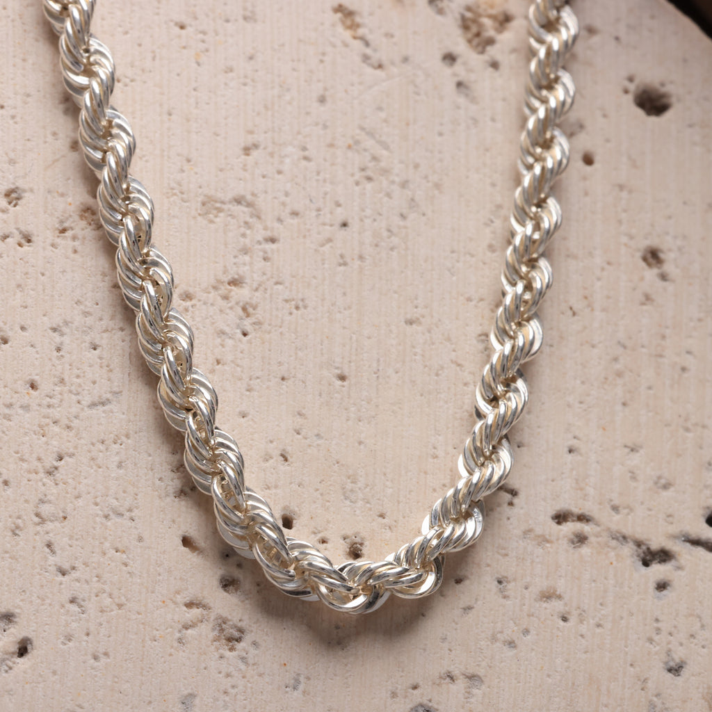 Rope Chain Necklace for Men | Silver Braided Chain | Classic Men’s Jewelry - Dainty Gift Jewelry