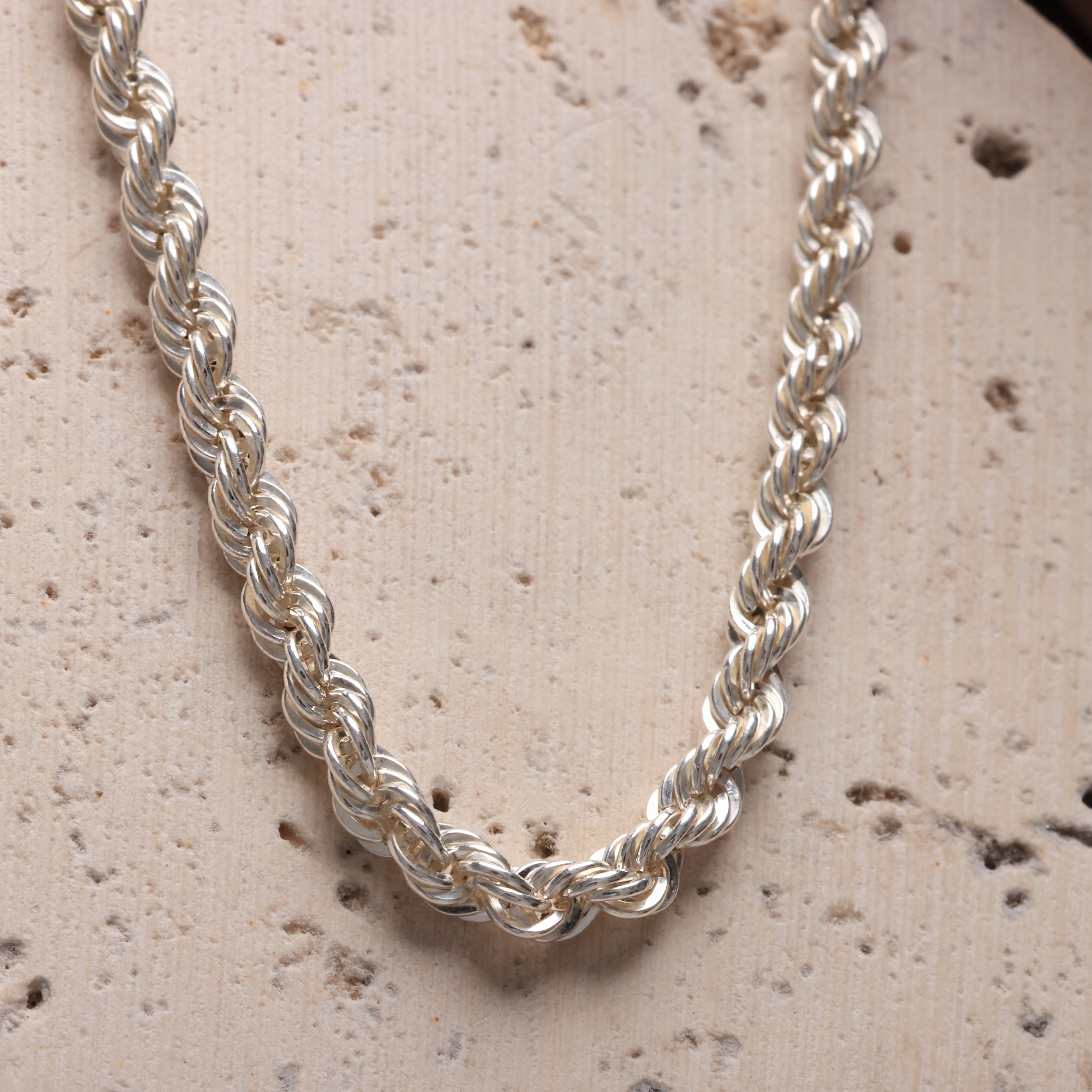 Rope Chain Necklace for Men | Silver Braided Chain | Classic Men’s Jewelry - Dainty Gift Jewelry