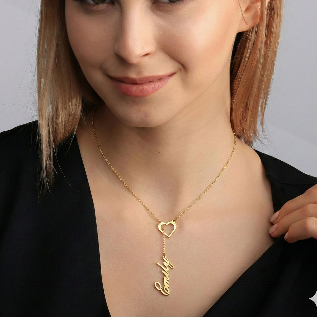 Personalized Name Necklace with Heart for Women