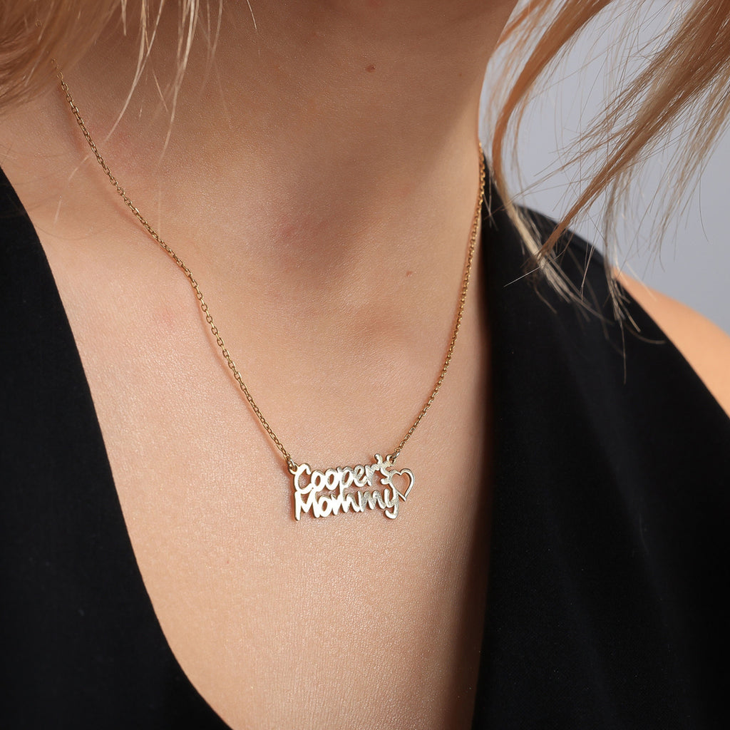 Personalized Name Necklace – Custom Script Gold Mom Necklace - Dainty Gift Jewelry