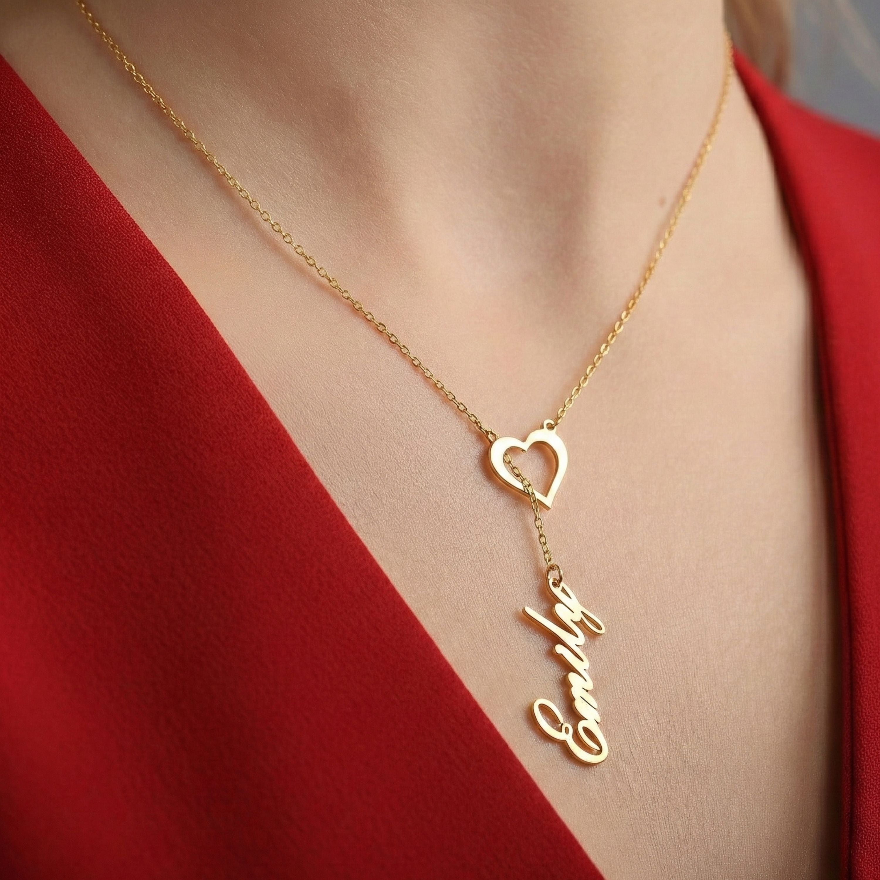 Personalized Name Necklace with Heart for Women