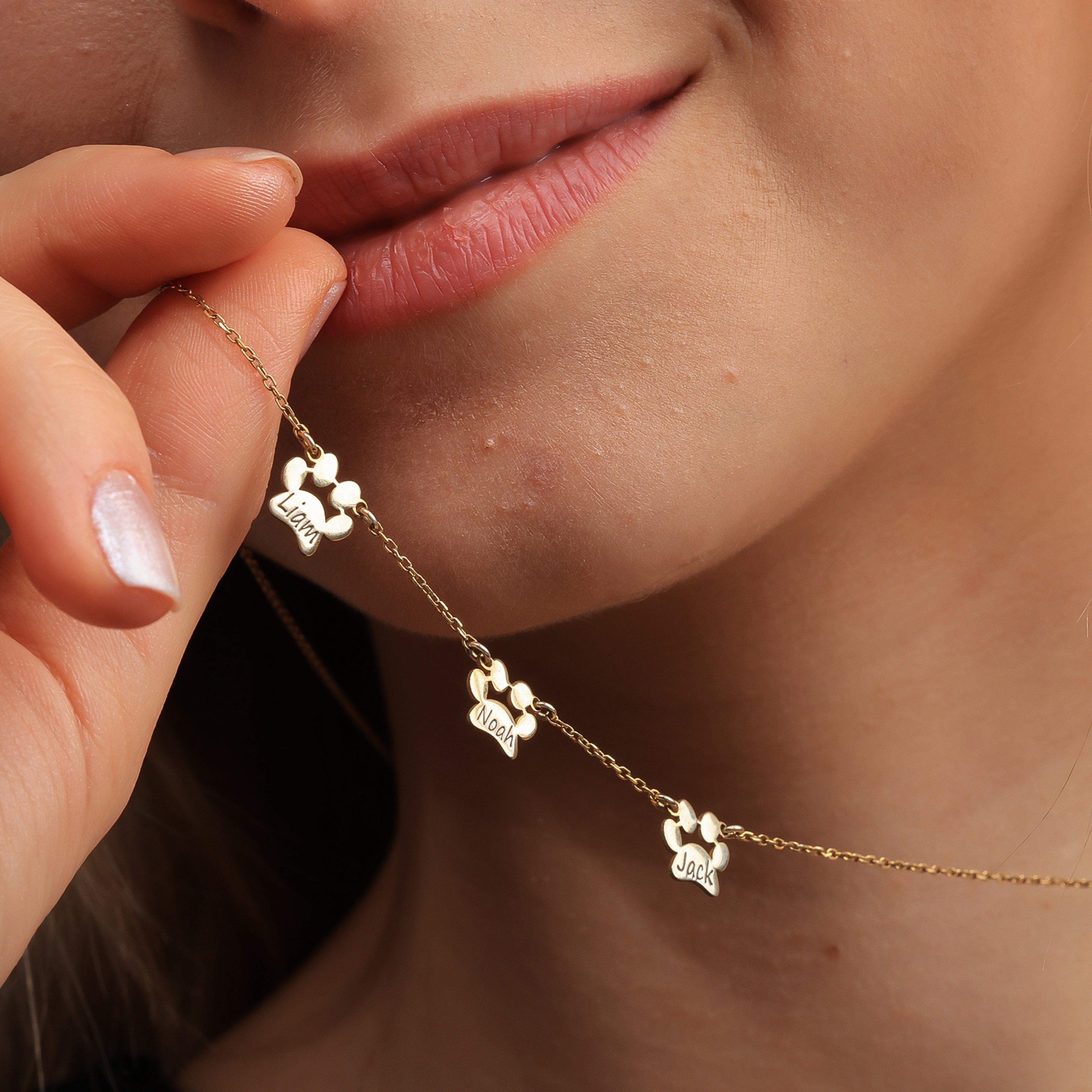 Personalized Paw Print Name Necklace | Custom Dog & Cat Memorial Jewelry - Dainty Gift Jewelry