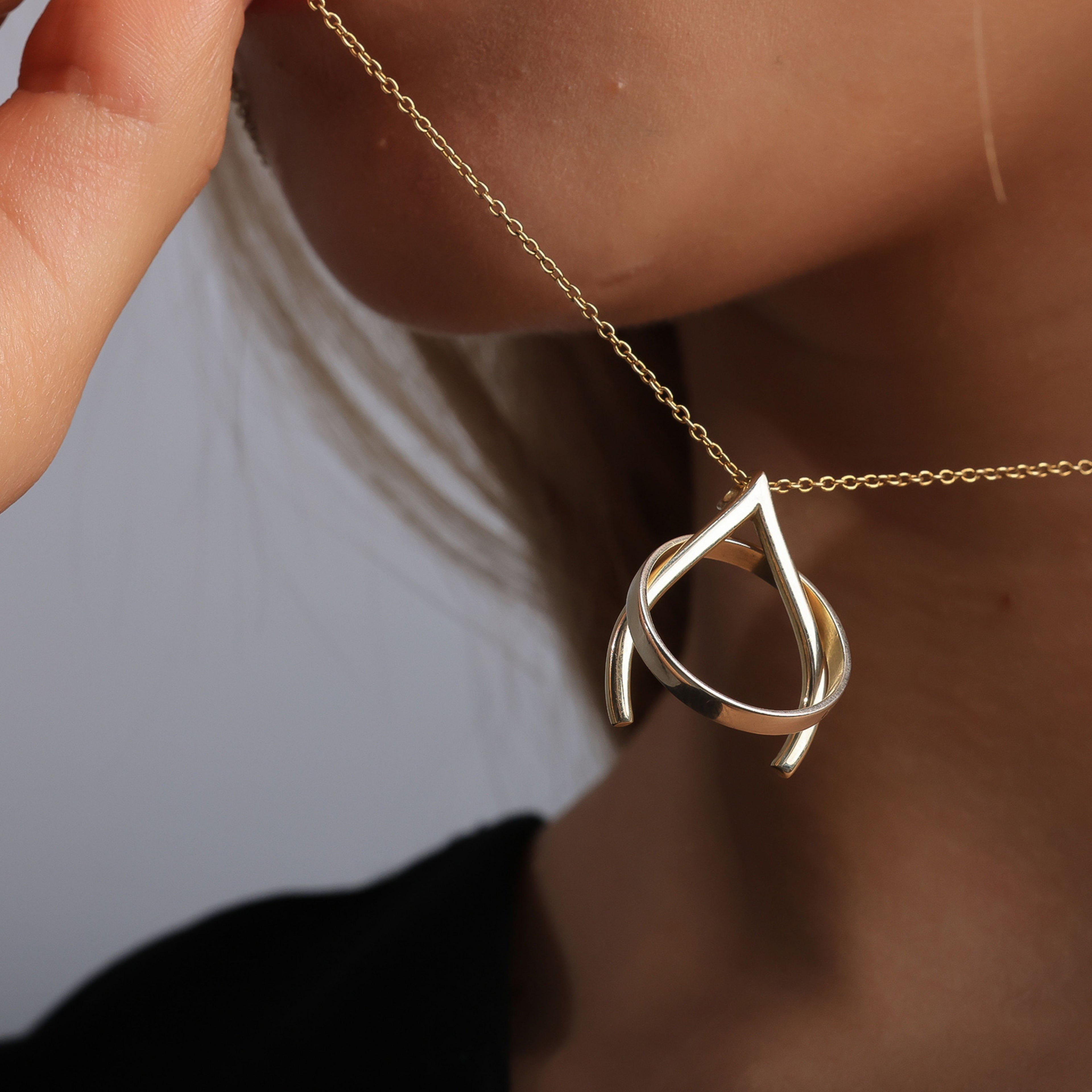 Wishbone Ring Holder Necklace | Gold Plated Ring Keeper Pendant - Dainty Gift Jewelry