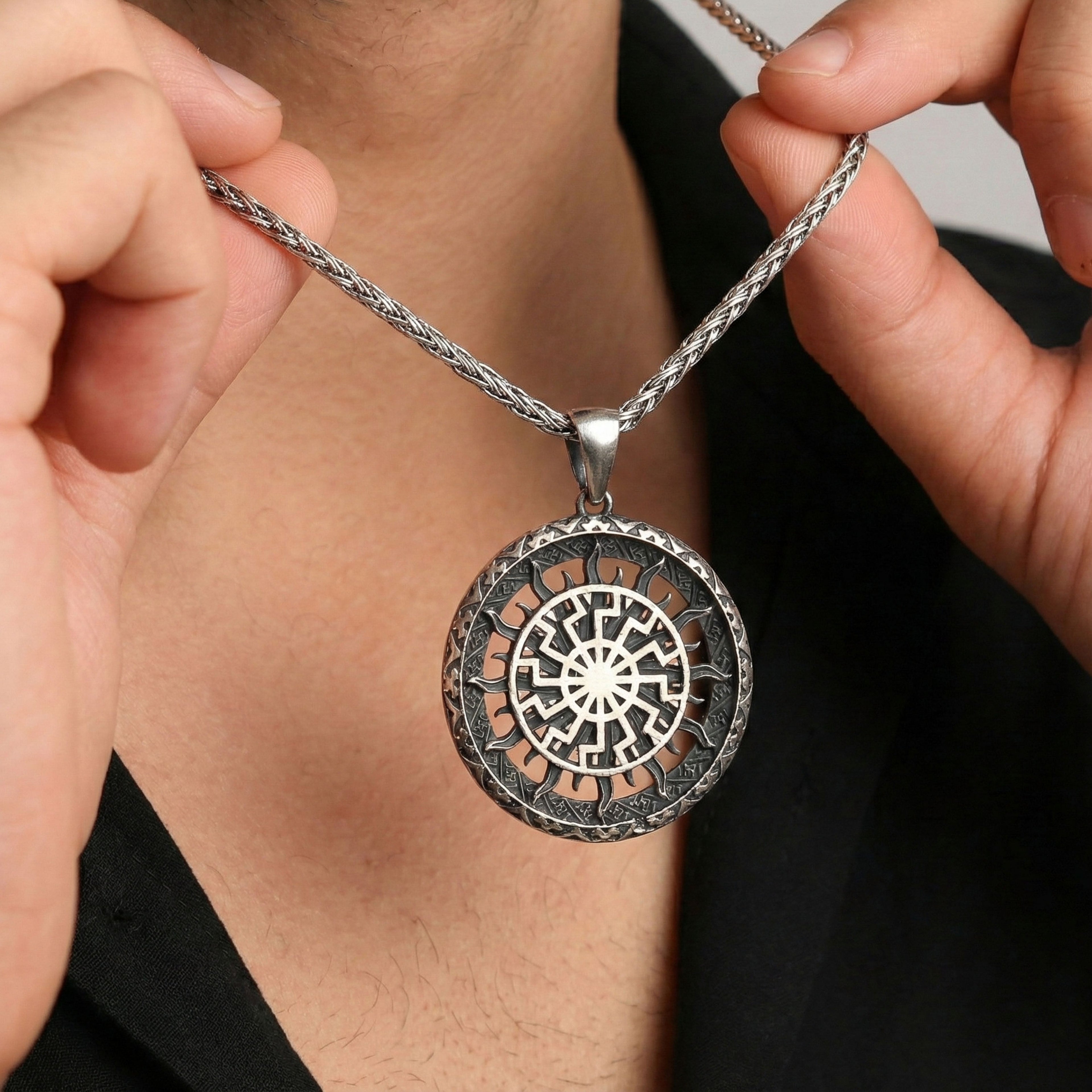 Sterling Silver Sun Pendant Necklace for Men - Dainty Gift Jewelry