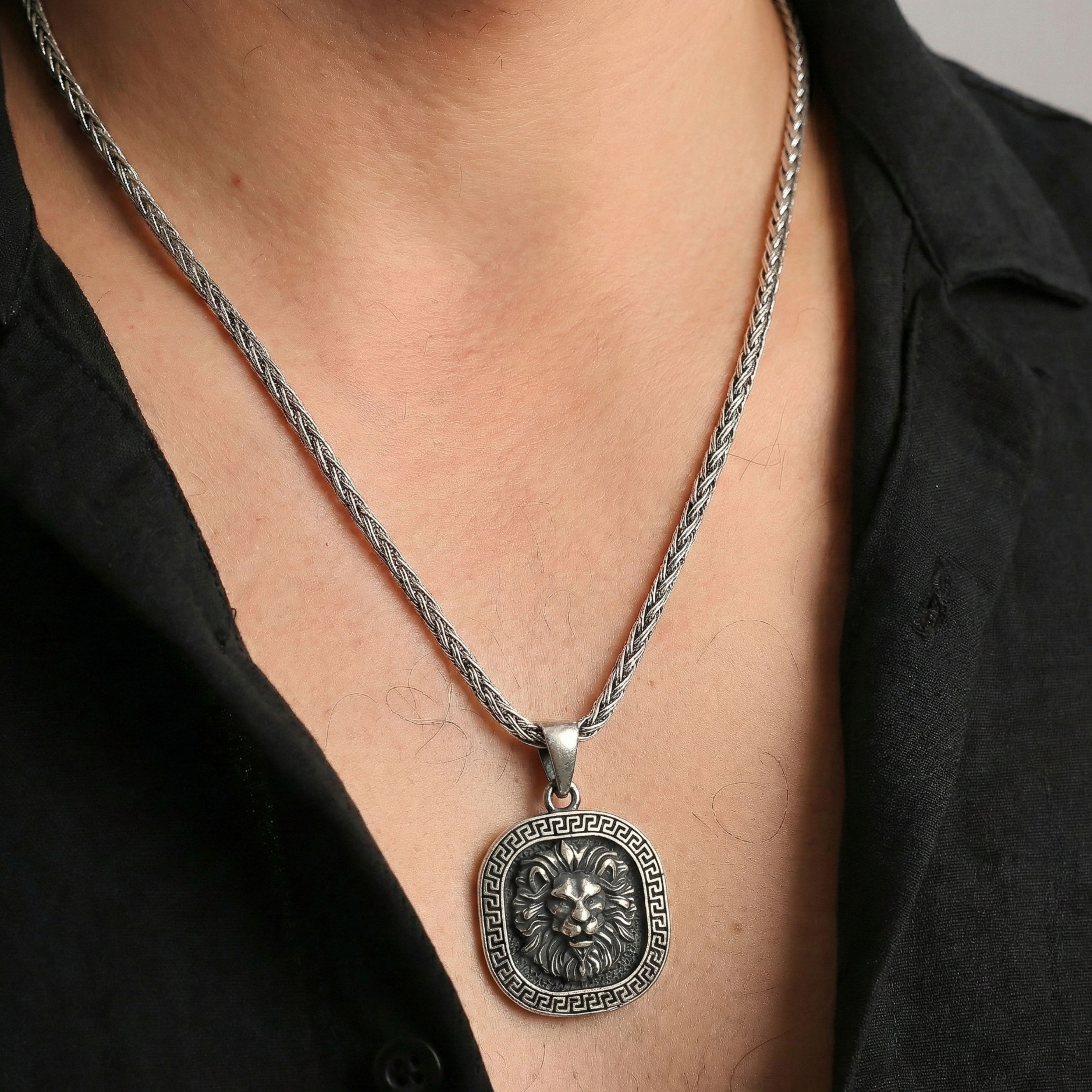 Lion Head Necklace for Men | Strength & Power Symbolic Silver Pendant Gift - Dainty Gift Jewelry