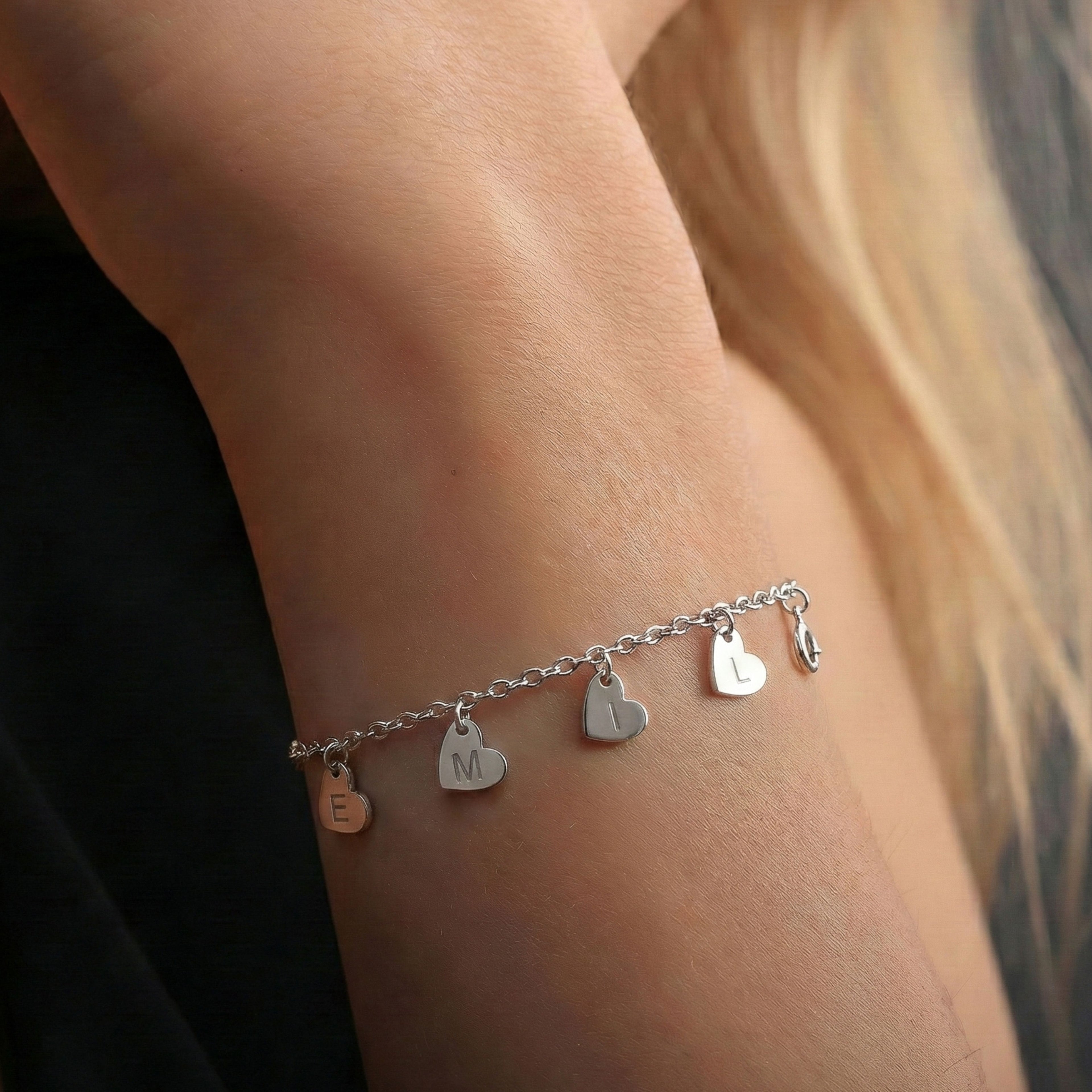 Personalized Heart Initial Bracelet for Women | Gold Plated Name Charm Bracelet - Dainty Gift Jewelry