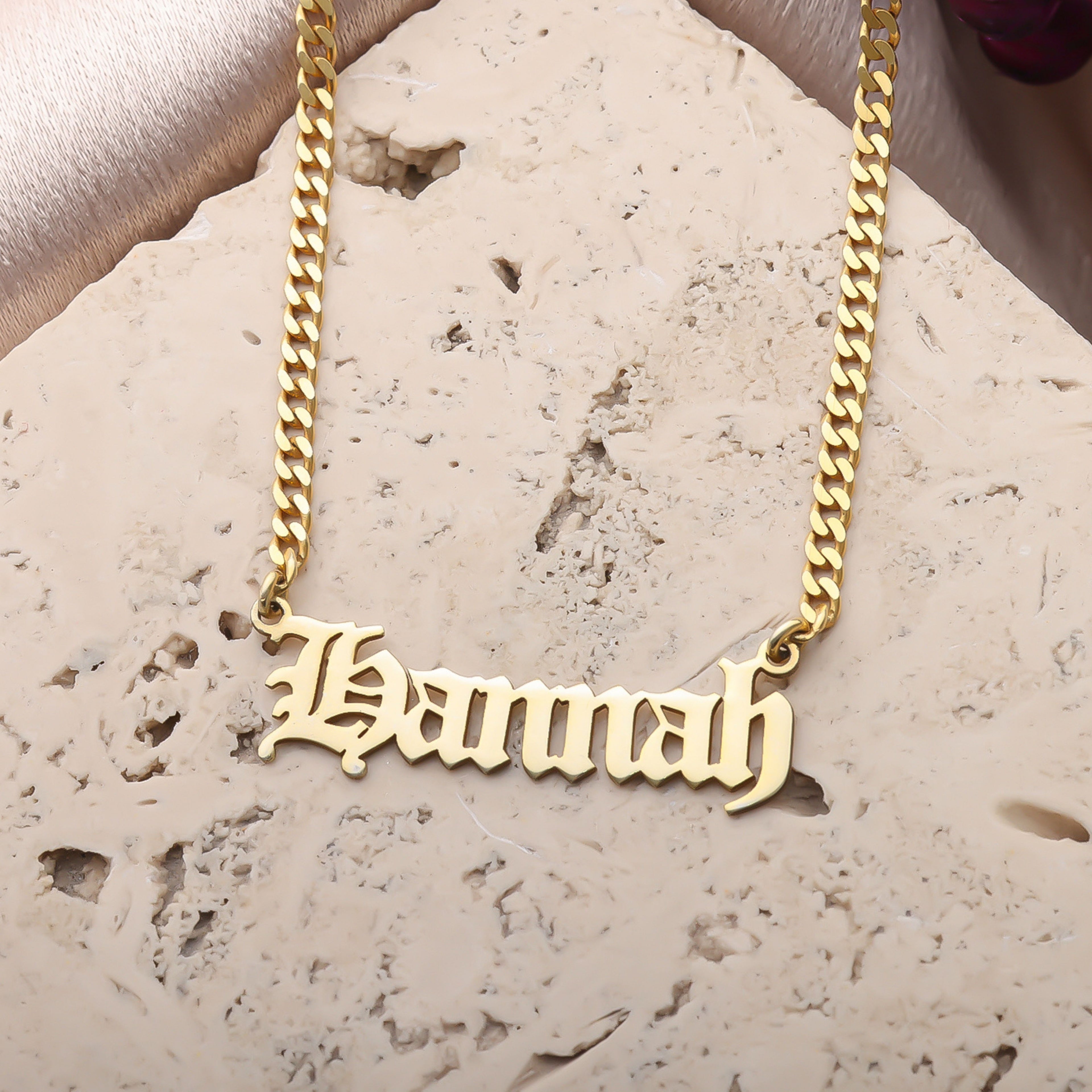 Old English Name Necklace for Women