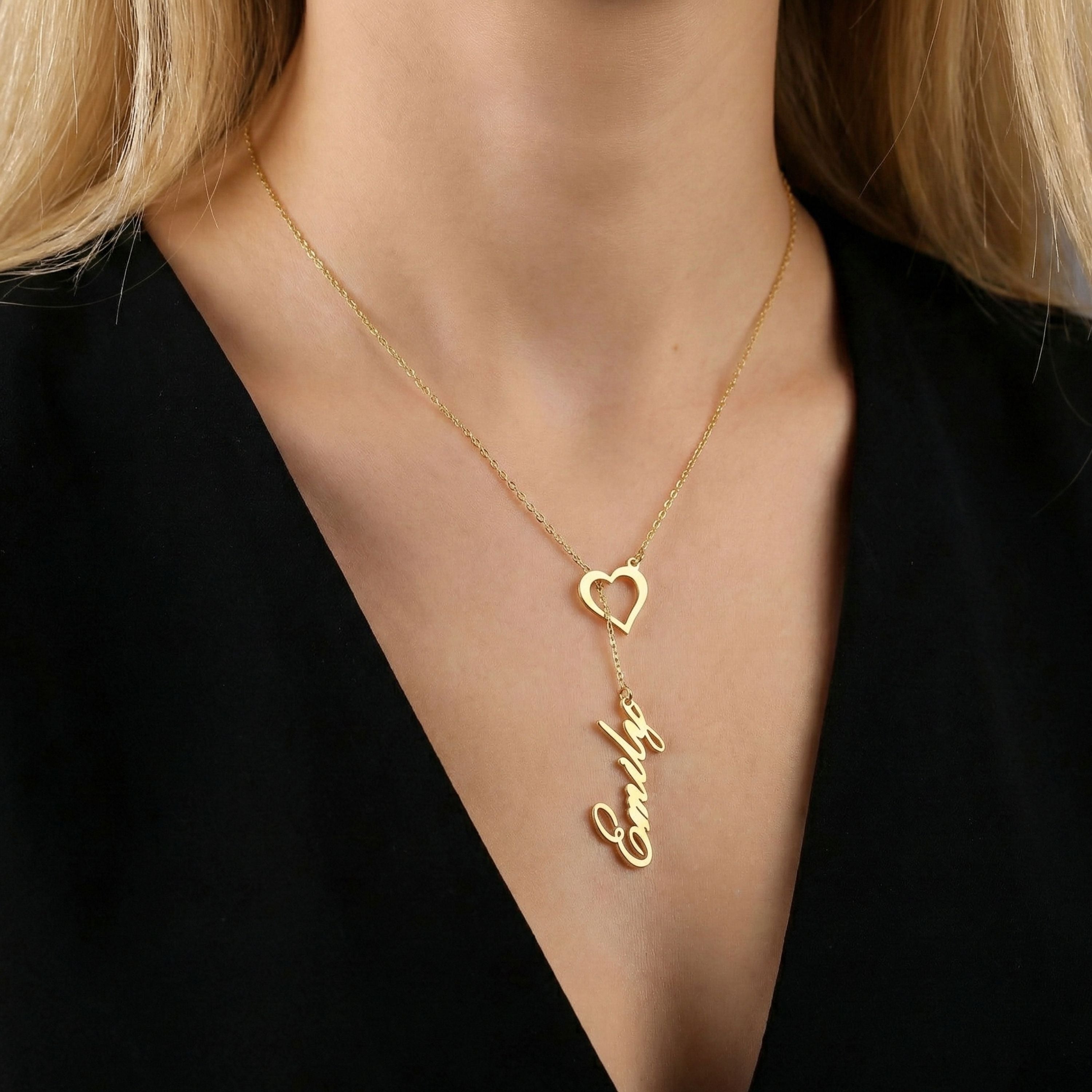 Personalized Name Necklace with Heart for Women