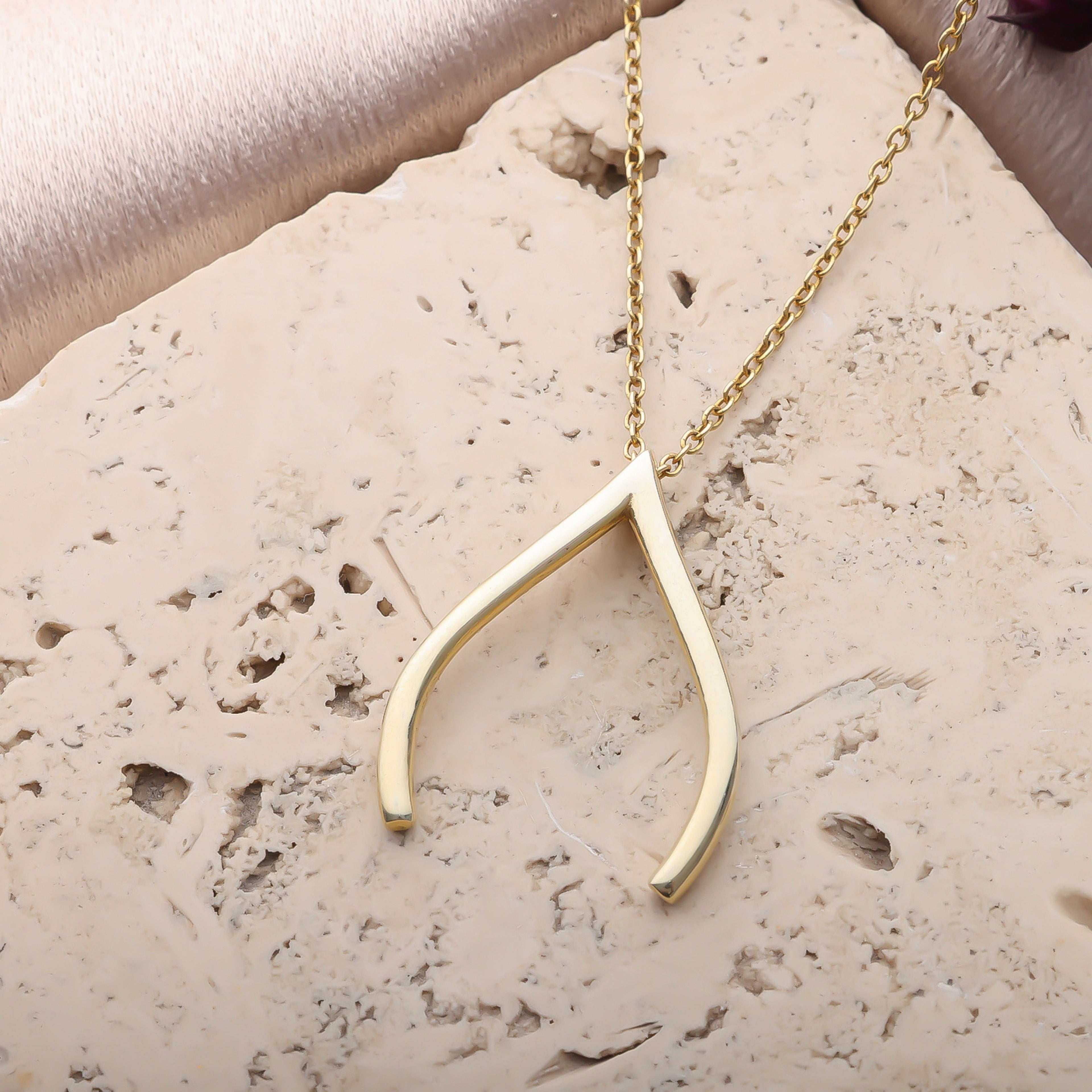 Wishbone Ring Holder Necklace | Gold Plated Ring Keeper Pendant - Dainty Gift Jewelry