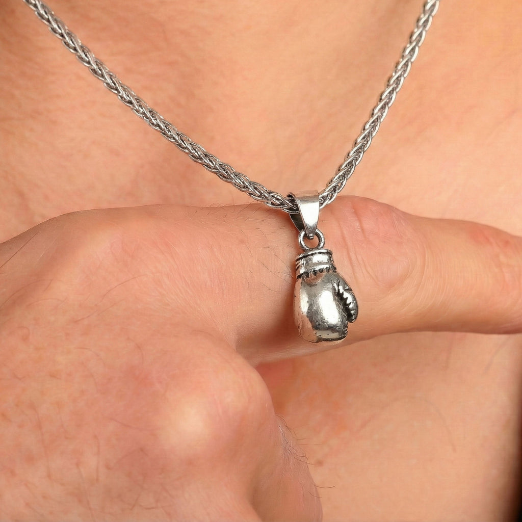 Boxing Glove Necklace for Men | Silver Fighter Pendant - Dainty Gift Jewelry