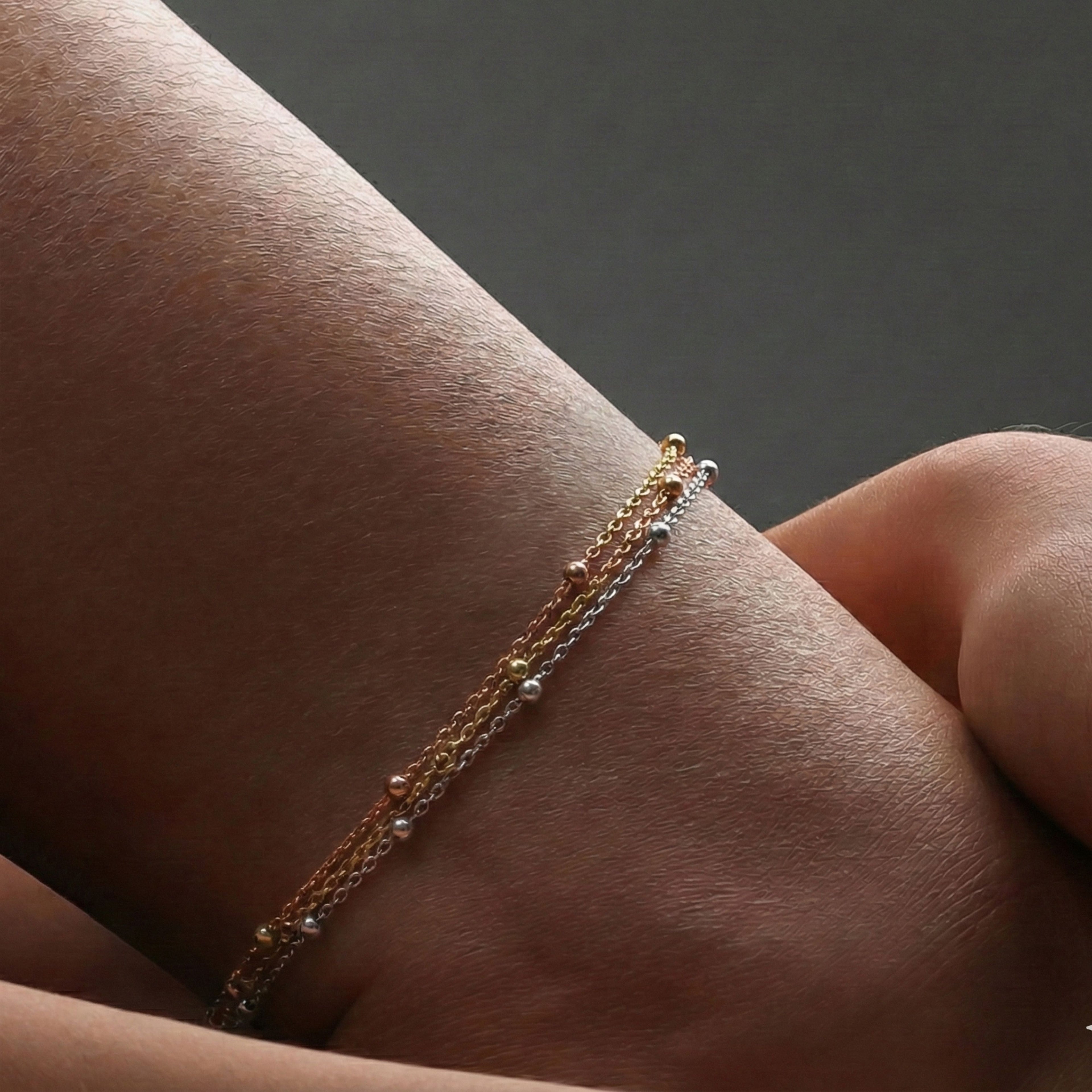 Minimal Beaded Chain Anklet | Gold Plated Layered Ankle Bracelet - Dainty Gift Jewelry