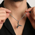 Hummingbird Pendant Necklace for Men | Gold Plated & Oxidized Silver Bird Charm - Dainty Gift Jewelry