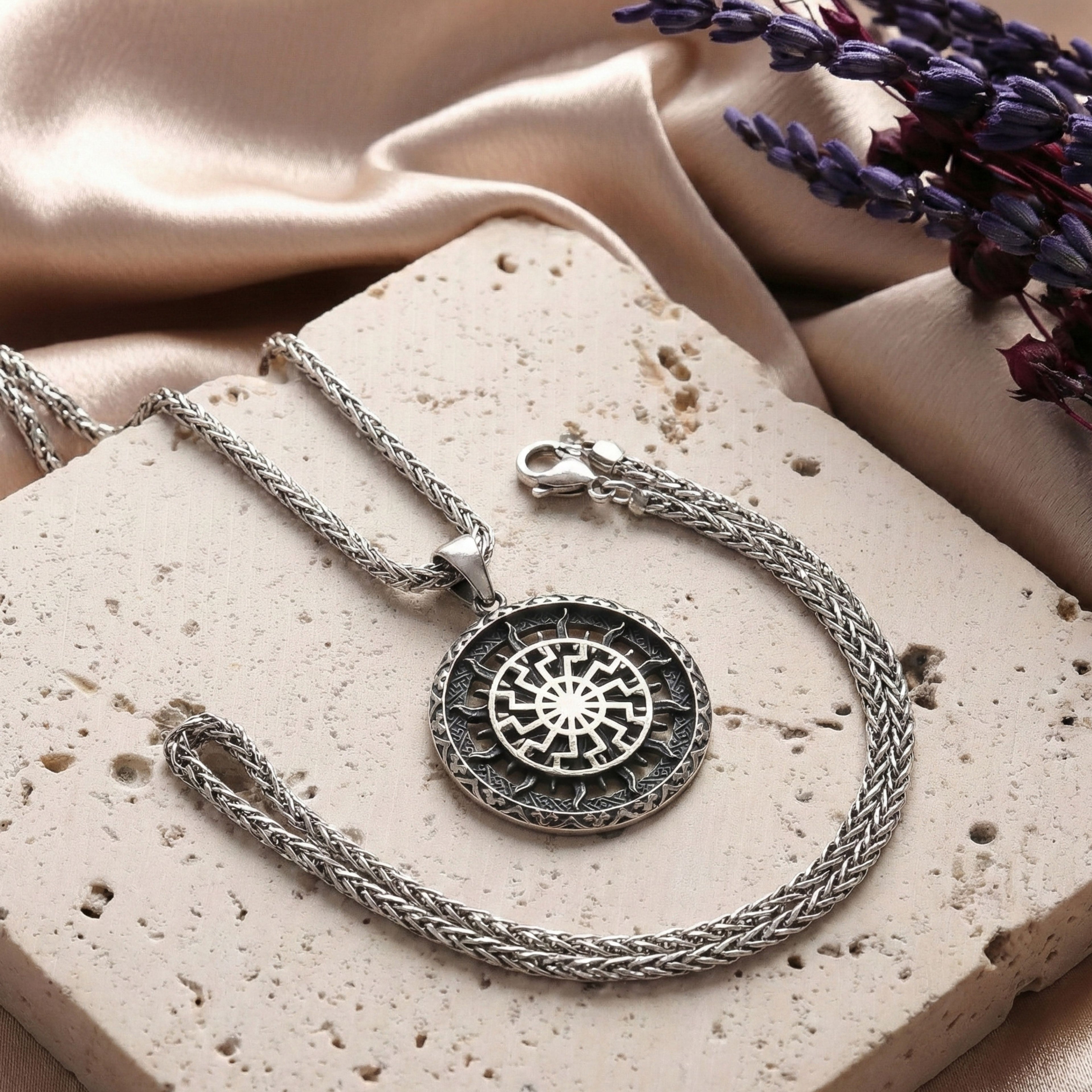 Sterling Silver Sun Pendant Necklace for Men - Dainty Gift Jewelry