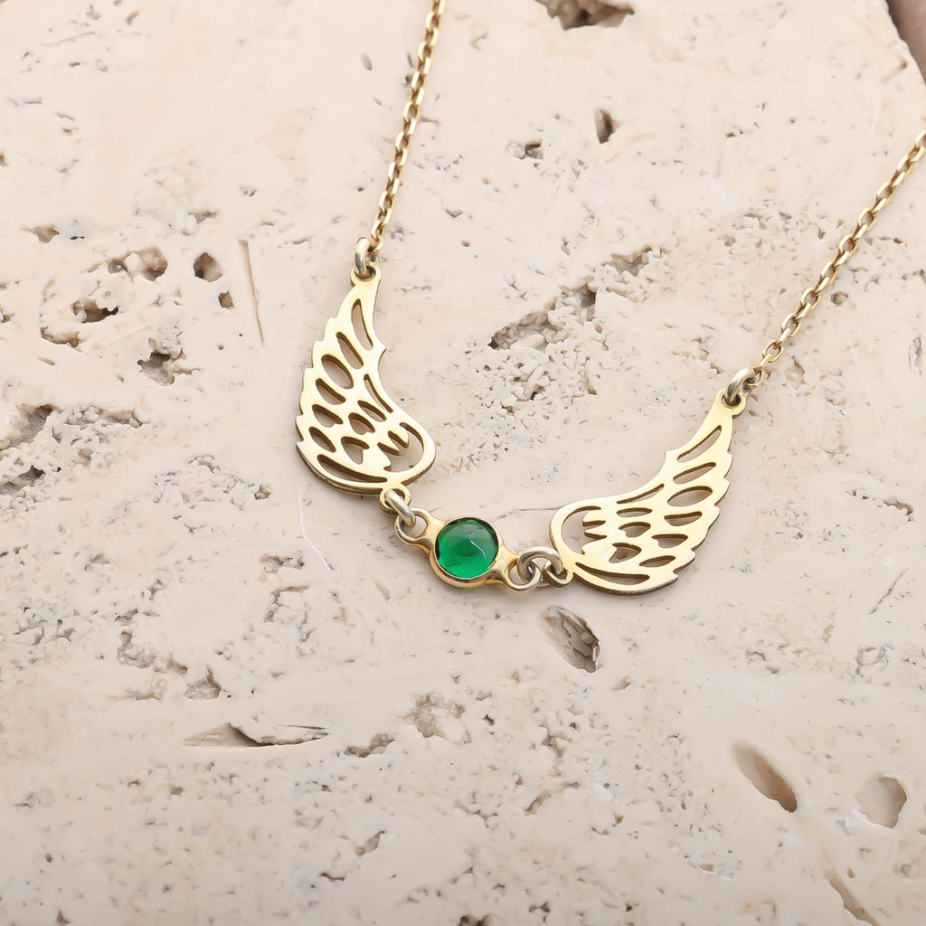 Angel Wings Birthstone Necklace for Women | Personalized Wing Jewelry Gift - Dainty Gift Jewelry