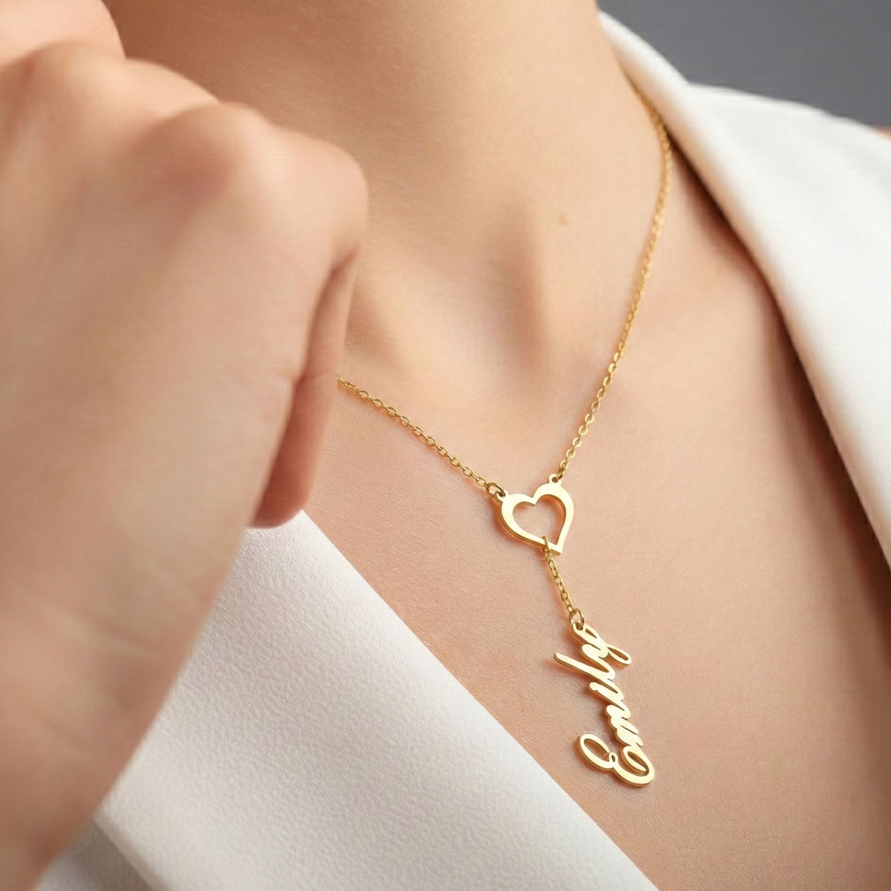 Personalized Name Necklace with Heart for Women