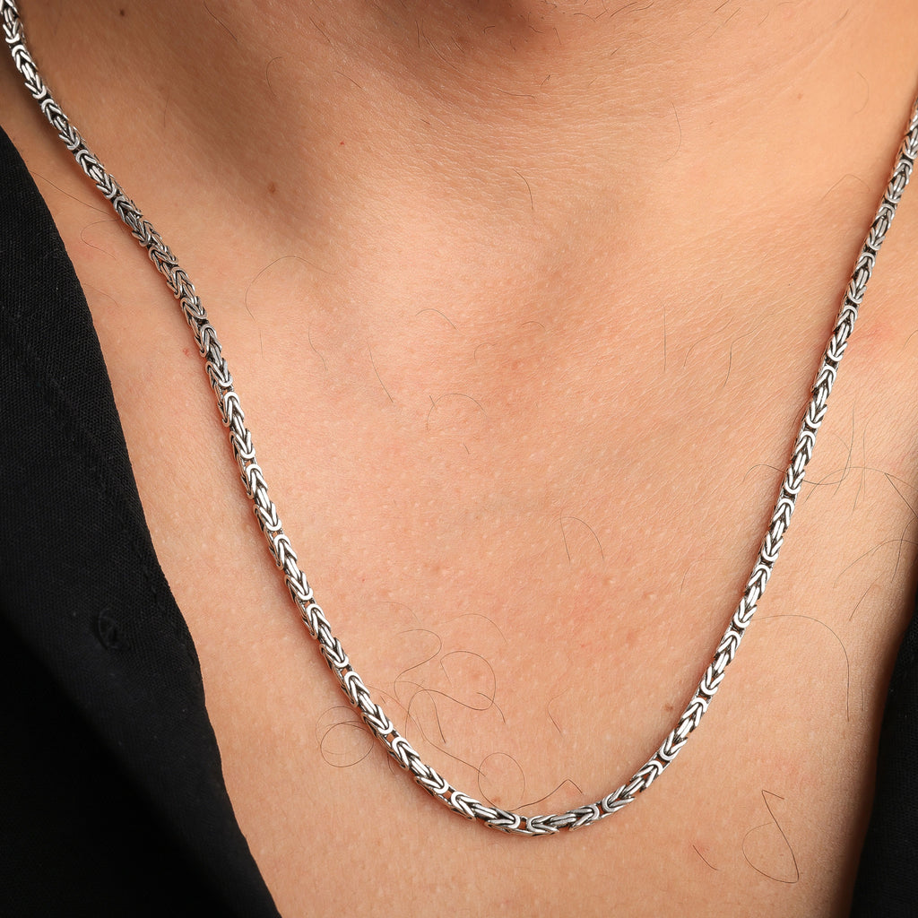 Men’s Byzantine Chain Necklace | King Chain Silver Look Bold Men Jewelry Gift - Dainty Gift Jewelry