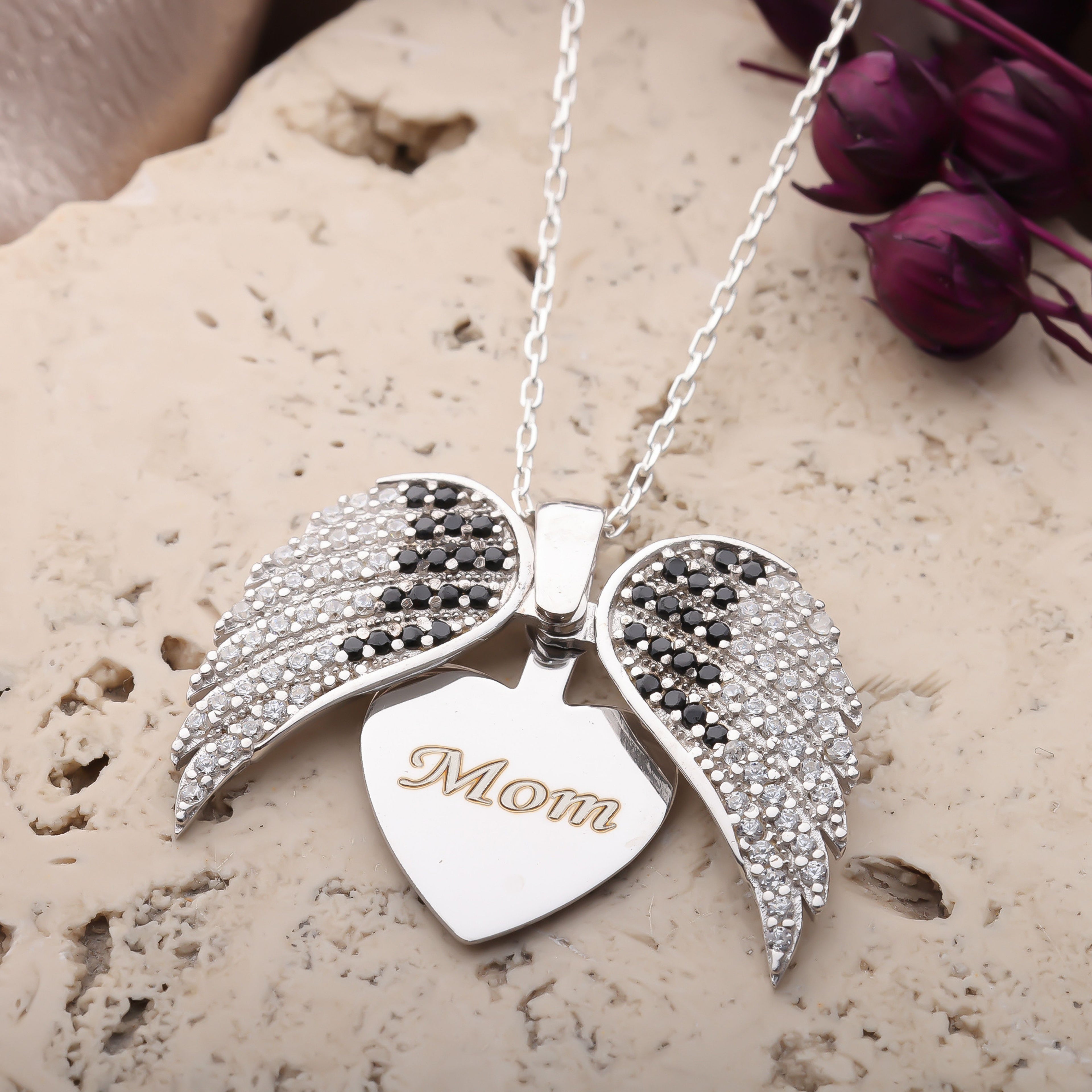 Guardian Angel Wings Necklace – Personalized Charm - Dainty Gift Jewelry