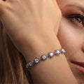 925 Sterling Silver Blue & White CZ Tennis Bracelet - Dainty Gift Jewelry
