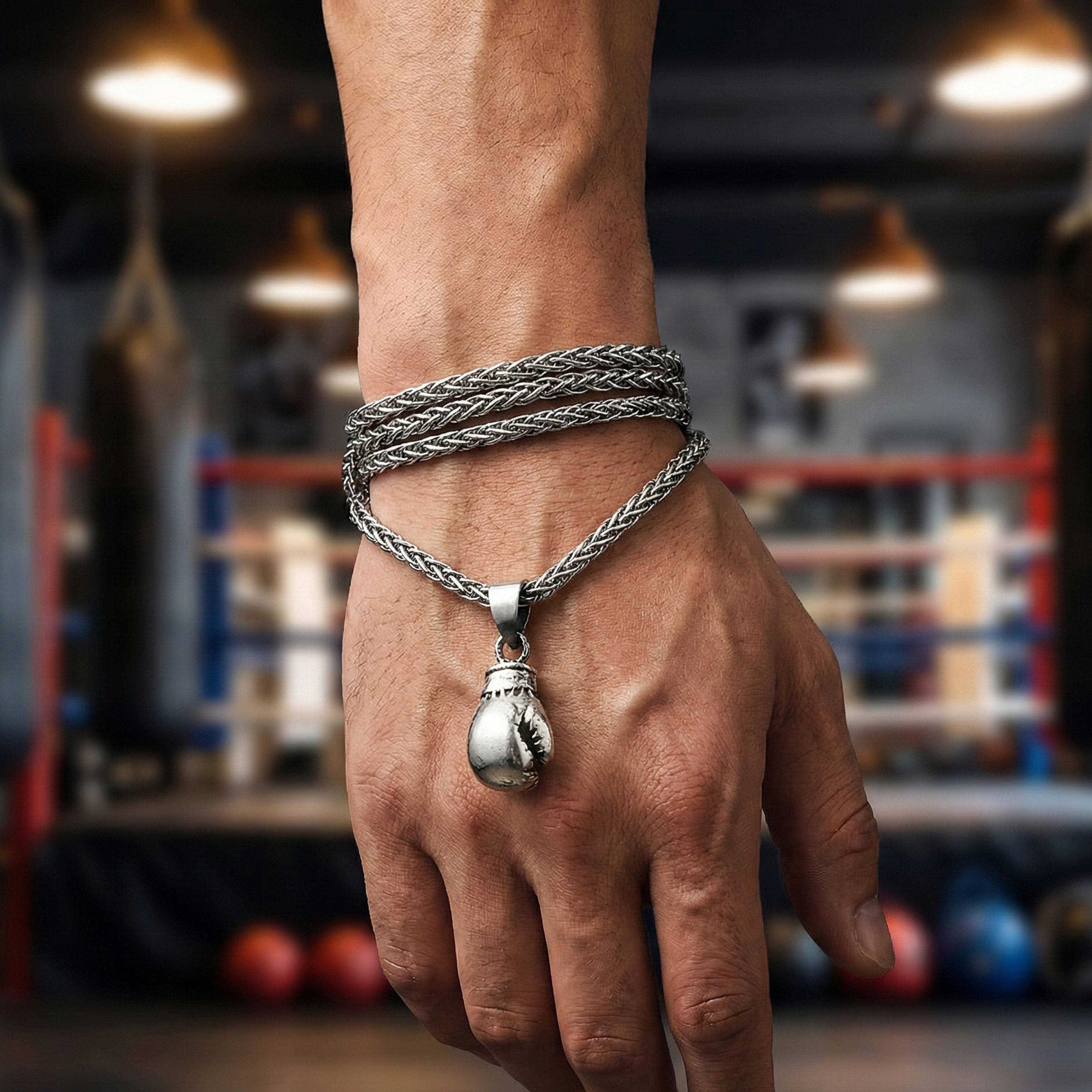 Boxing Glove Necklace for Men | Silver Fighter Pendant - Dainty Gift Jewelry