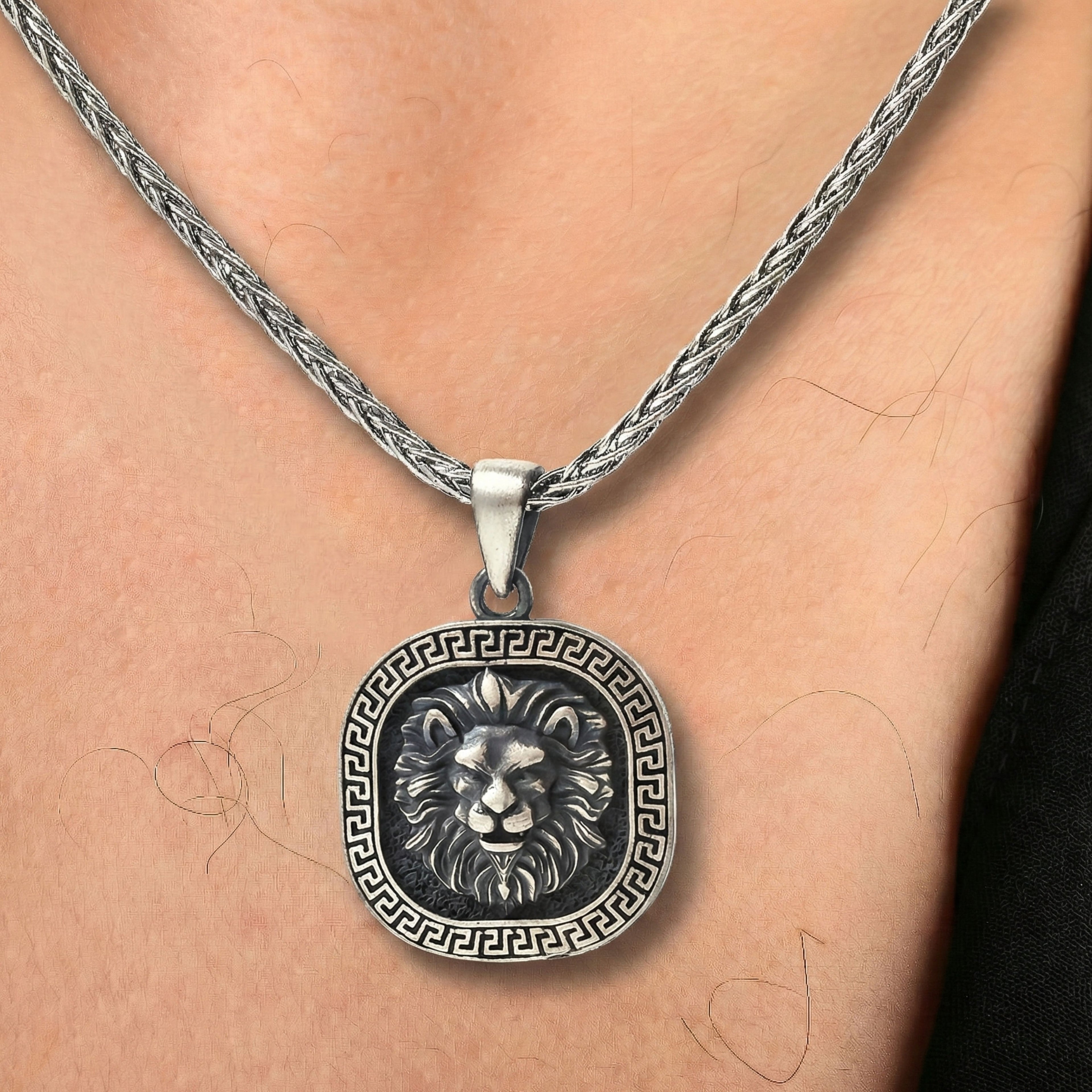 Lion Head Necklace for Men | Strength & Power Symbolic Silver Pendant Gift - Dainty Gift Jewelry