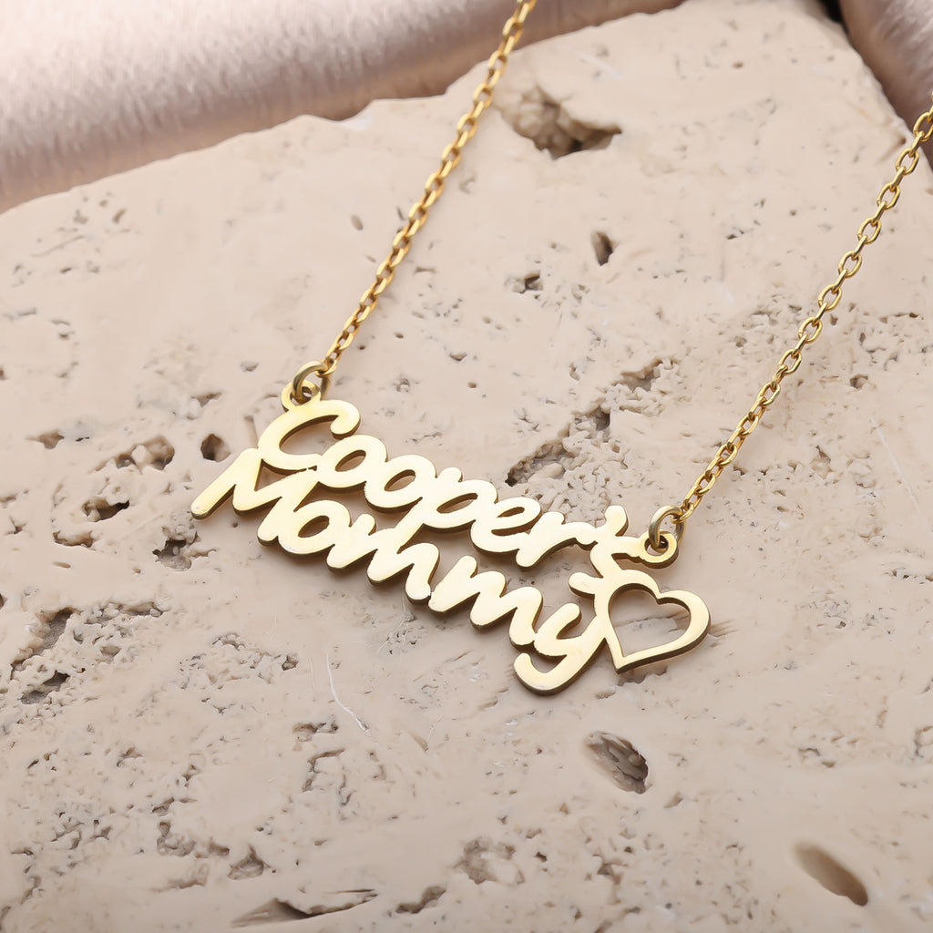 Personalized Name Necklace – Custom Script Gold Mom Necklace - Dainty Gift Jewelry